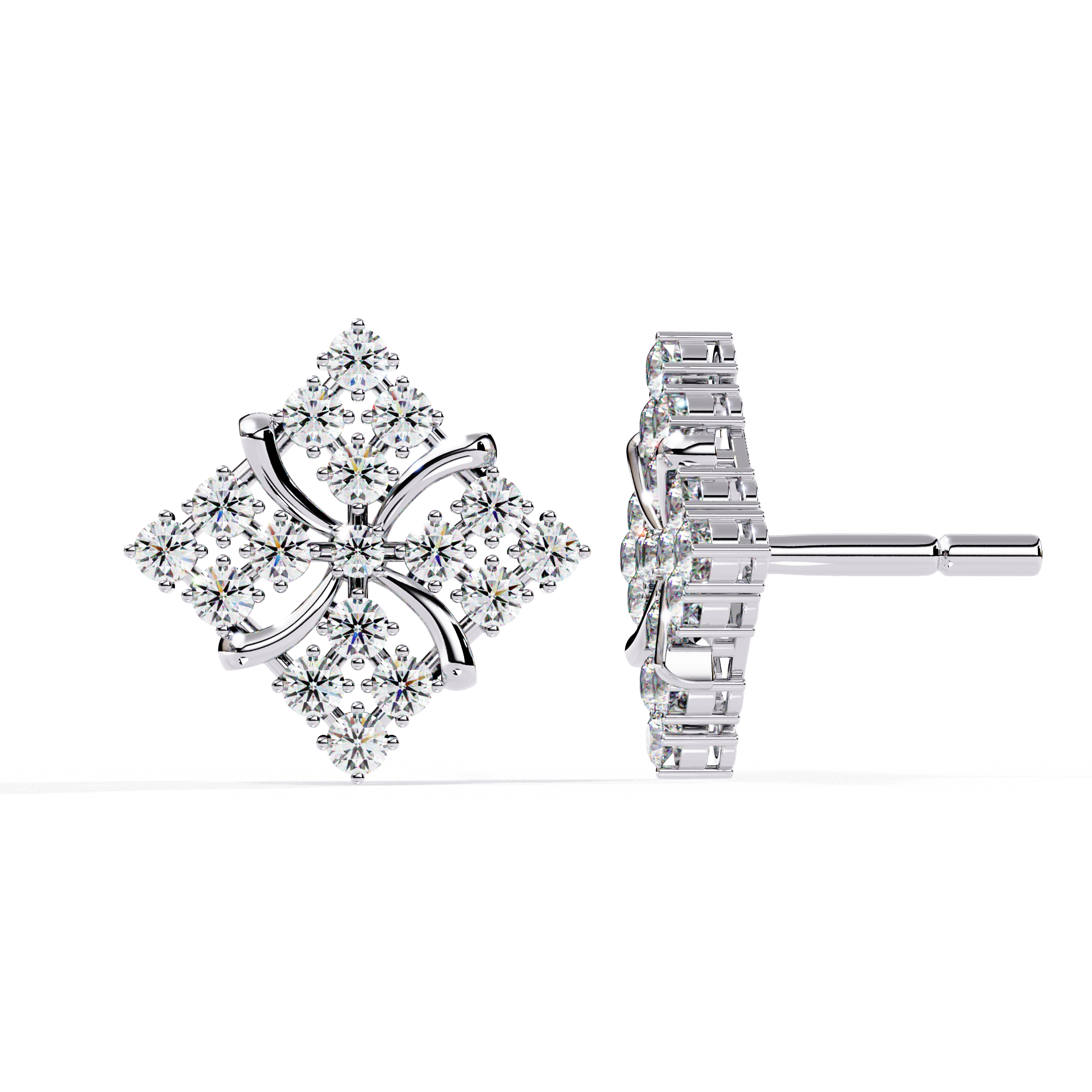 0.77ct Floral Lab Grown Diamond Earrings EF VS