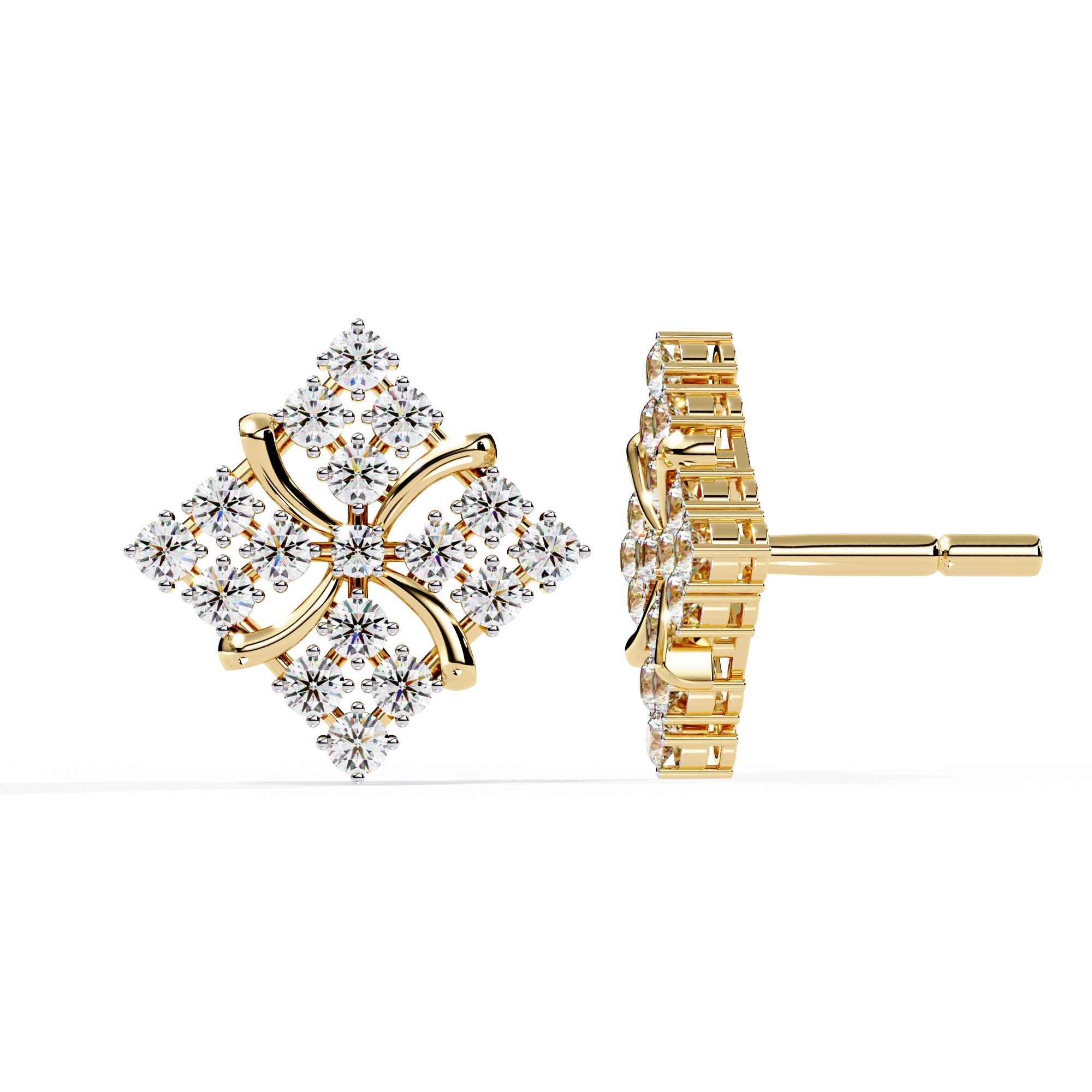 0.77ct Floral Lab Grown Diamond Earrings EF VS