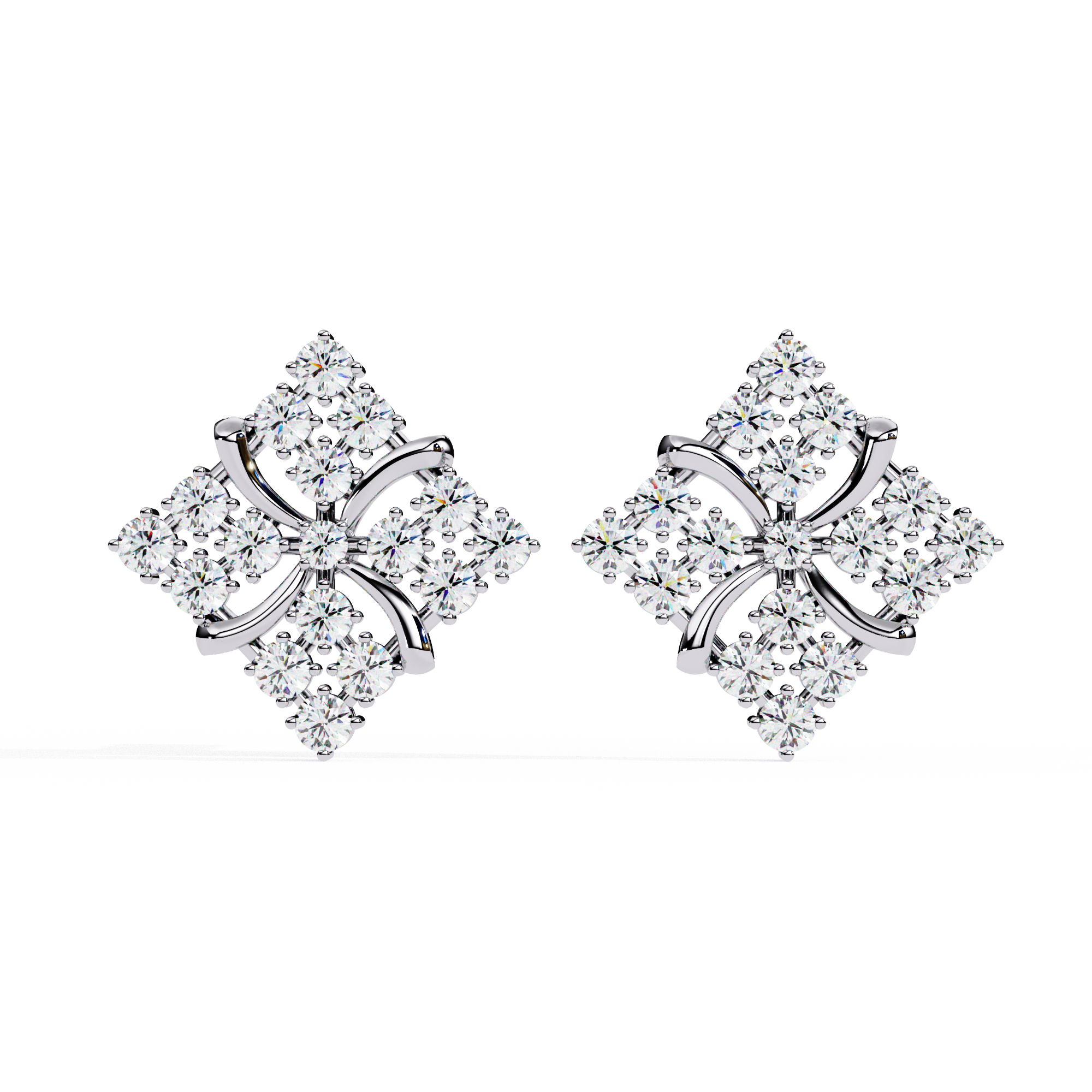 0.77ct Floral Lab Grown Diamond Earrings EF VS