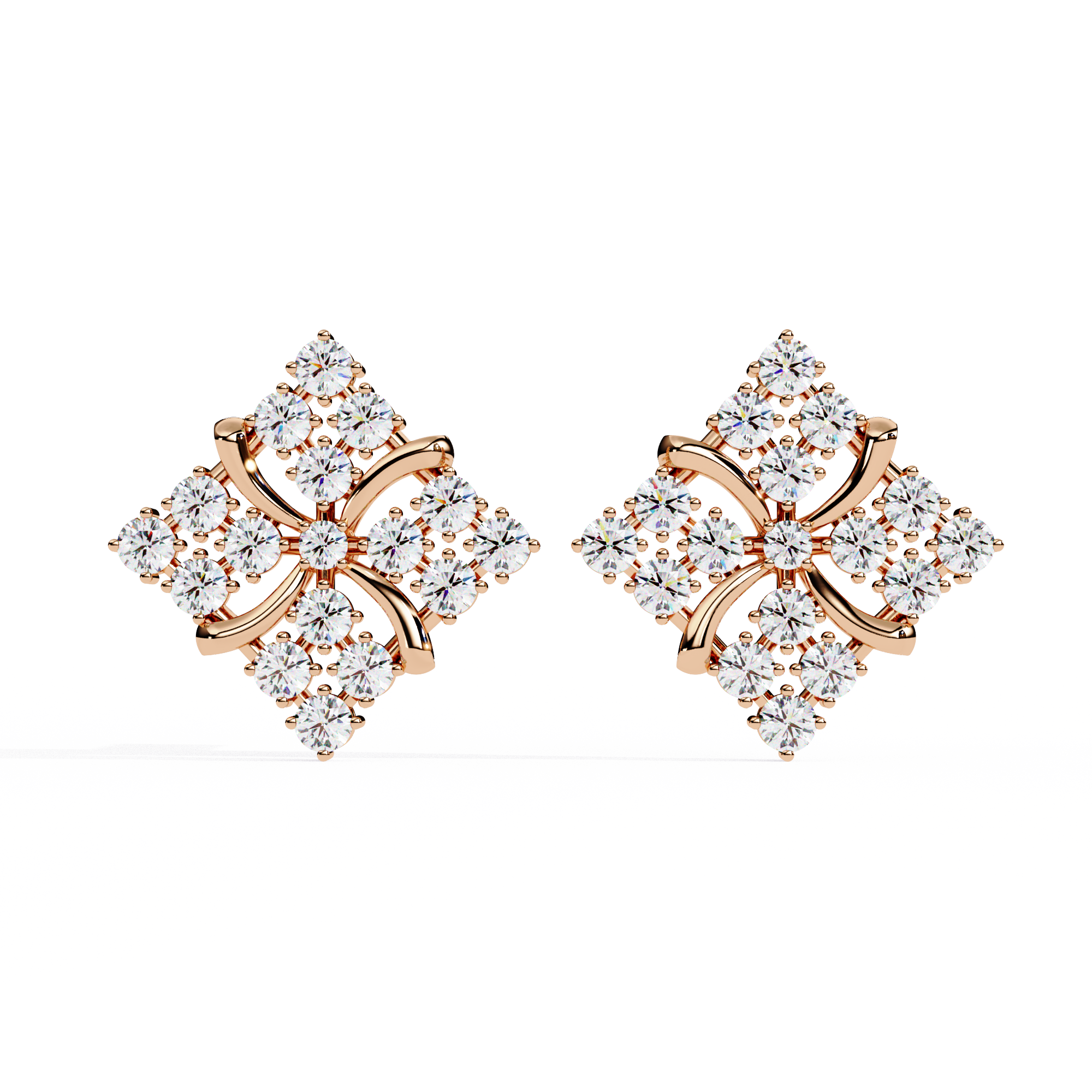 0.77ct Floral Lab Grown Diamond Earrings EF VS