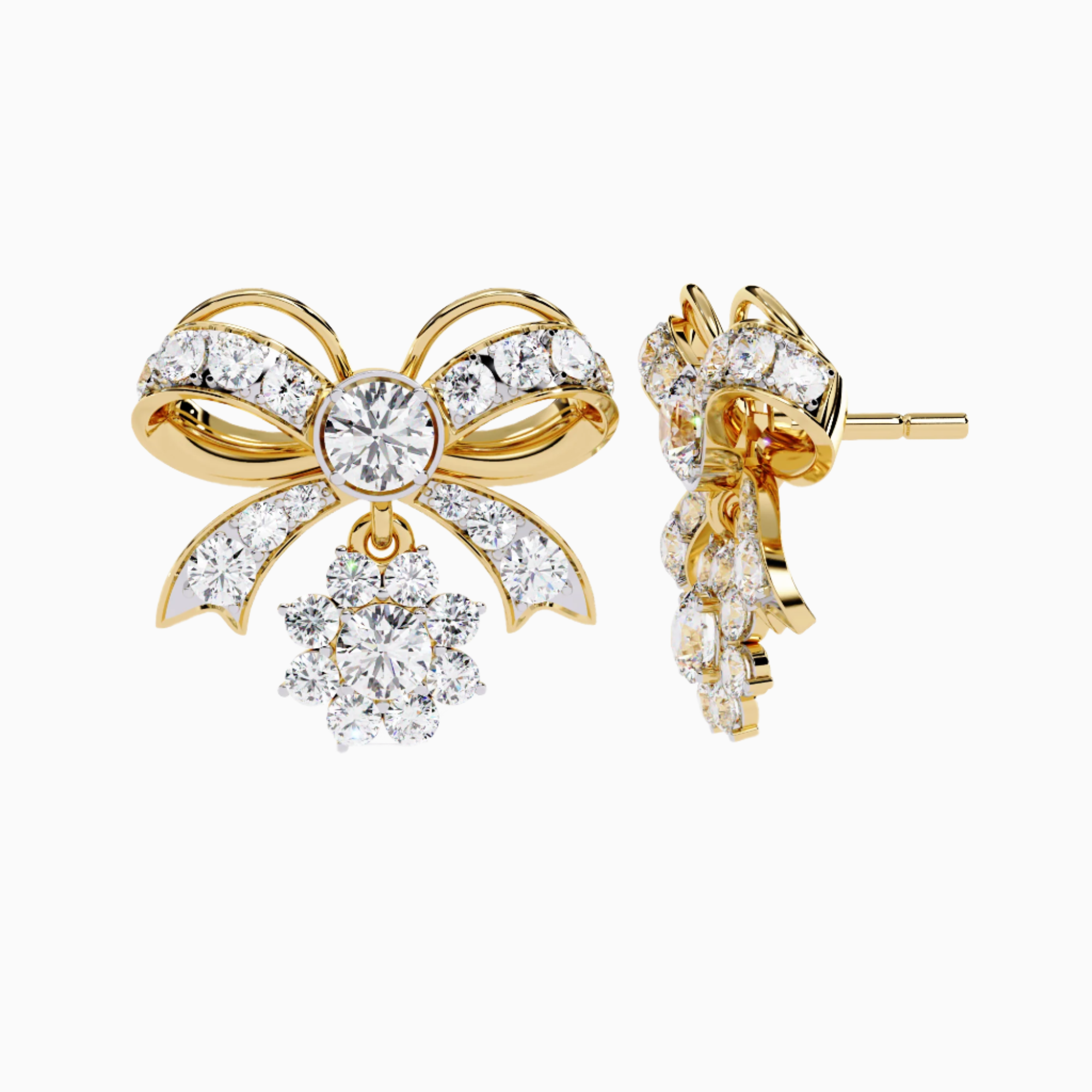 Buy 2.21Ct Timeless Bow Diamond Stud Earrings| Solitairekart