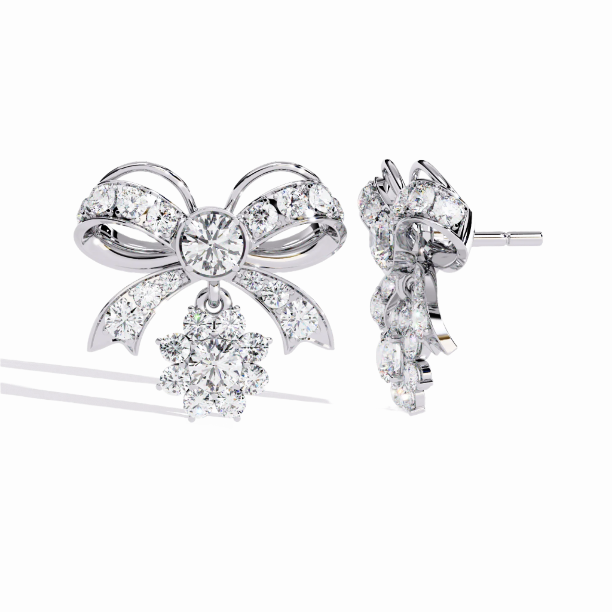 Buy 2.21Ct Timeless Bow Diamond Stud Earrings| Solitairekart