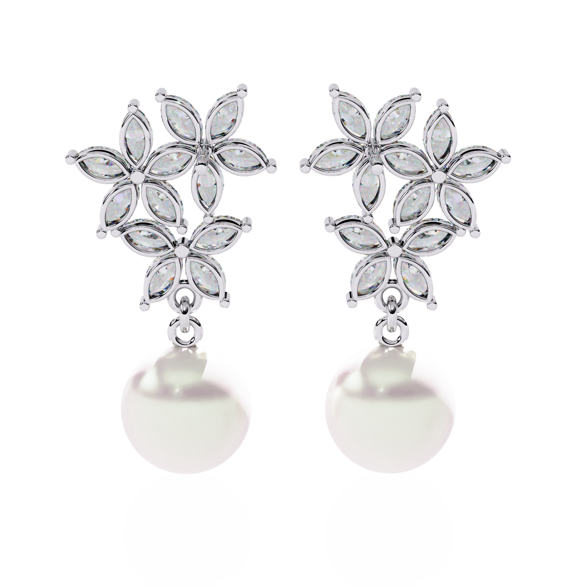 0.96ct Floral Lab Grown Diamond Earrings EF/VS