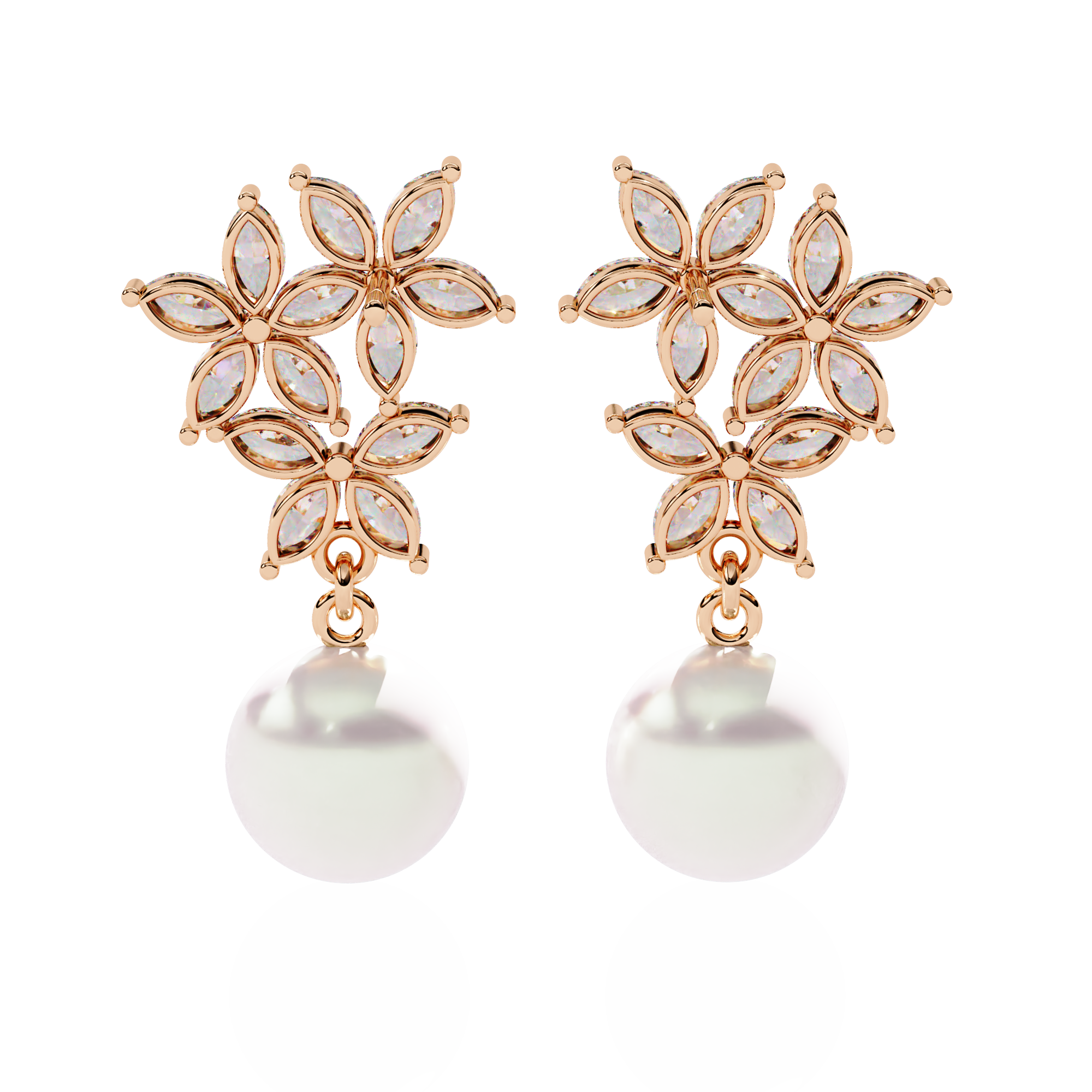 0.96ct Floral Lab Grown Diamond Earrings EF/VS
