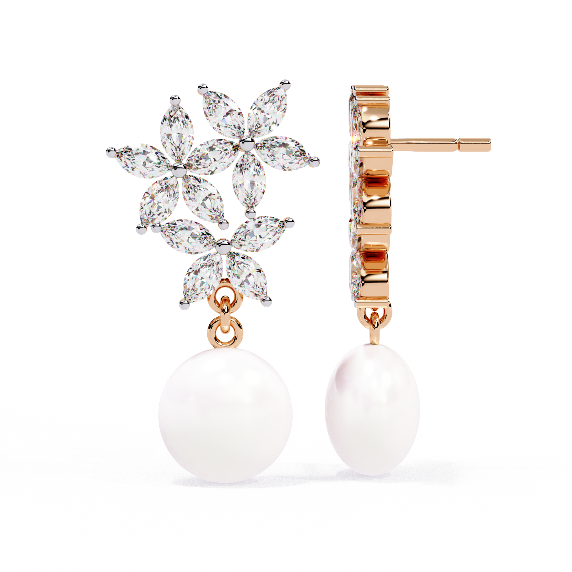 0.96ct Floral Lab Grown Diamond Earrings EF/VS