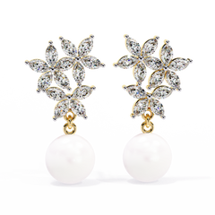 Solitairekart 2.39ct Floral Pearl Cascade Natural Diamond Earrings-GH Color, SI Clarity