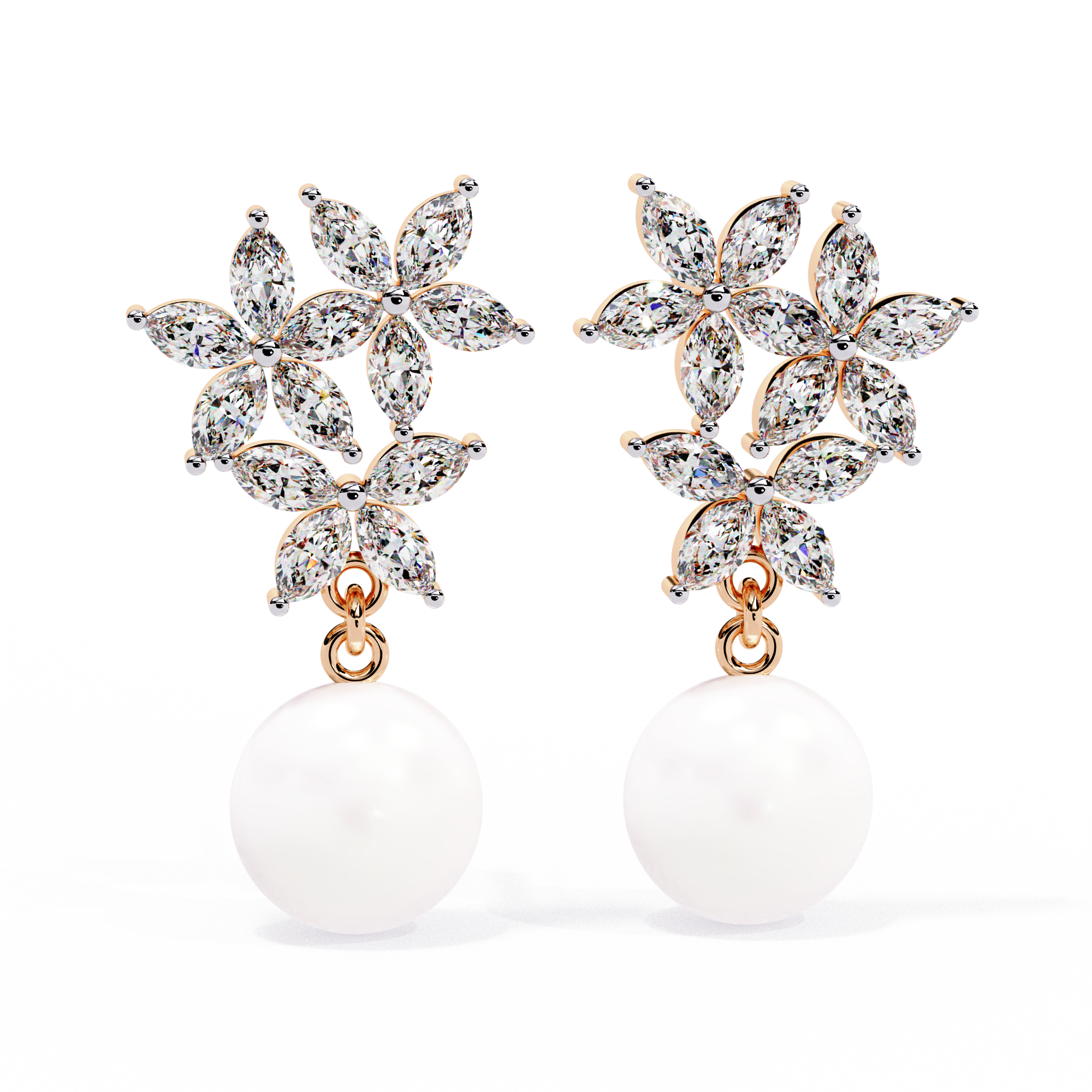 0.96ct Floral Lab Grown Diamond Earrings EF/VS