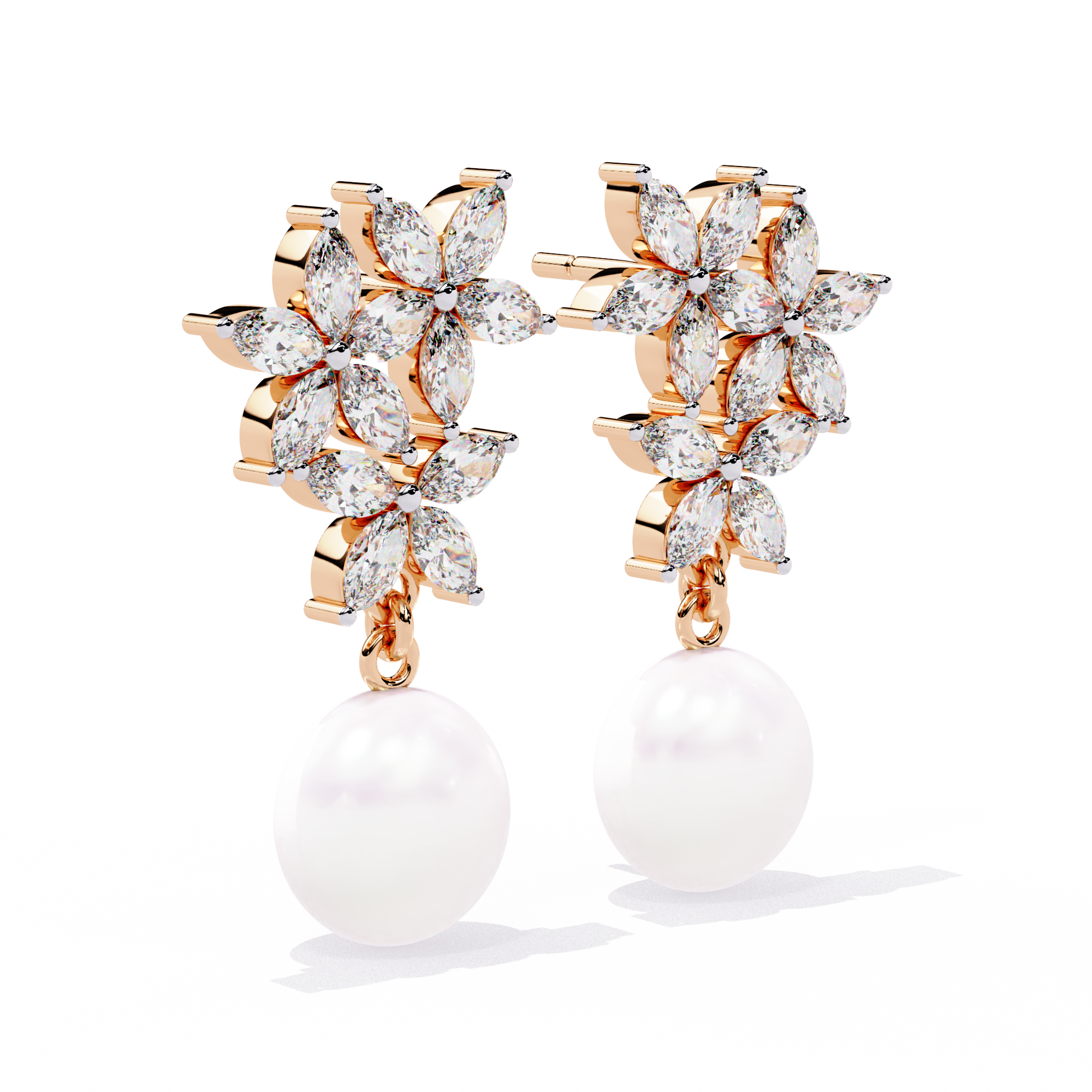0.96ct Floral Lab Grown Diamond Earrings EF/VS