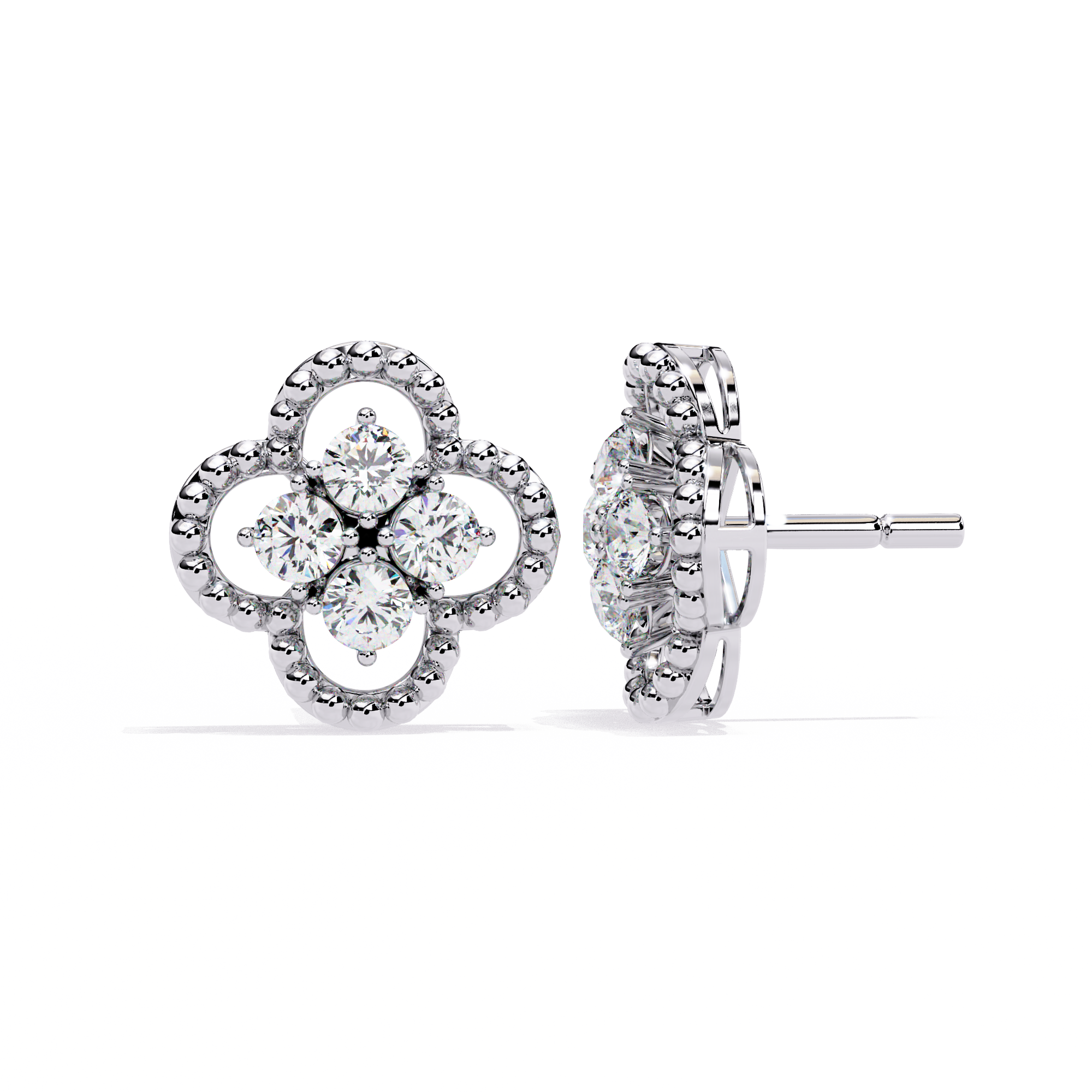 0.85ct Clover Lab Grown Diamond Earrings EF VS1