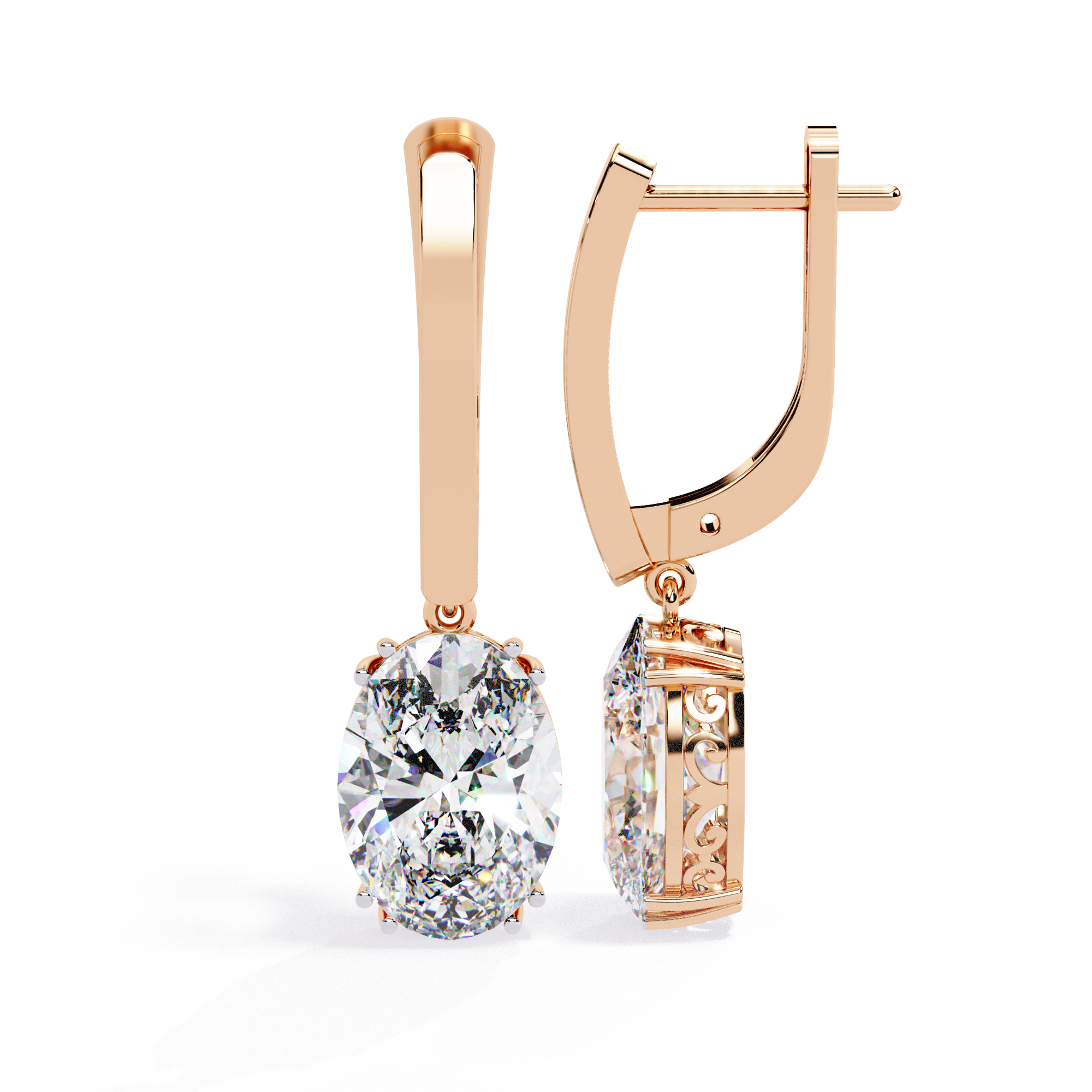 1.62ct Oval Drop Lab Grown Diamond Earrings EF VS