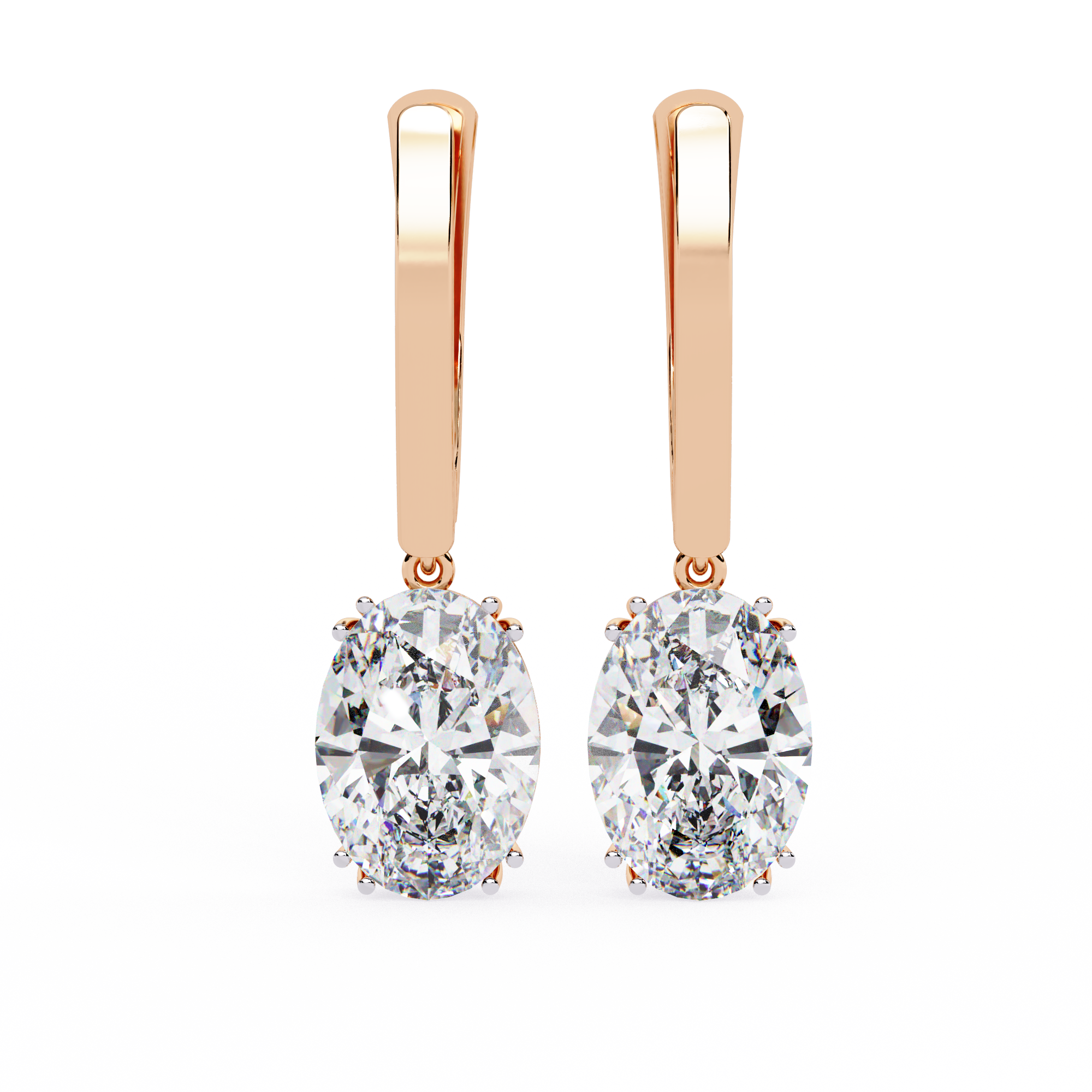 1.62ct Oval Drop Lab Grown Diamond Earrings EF VS