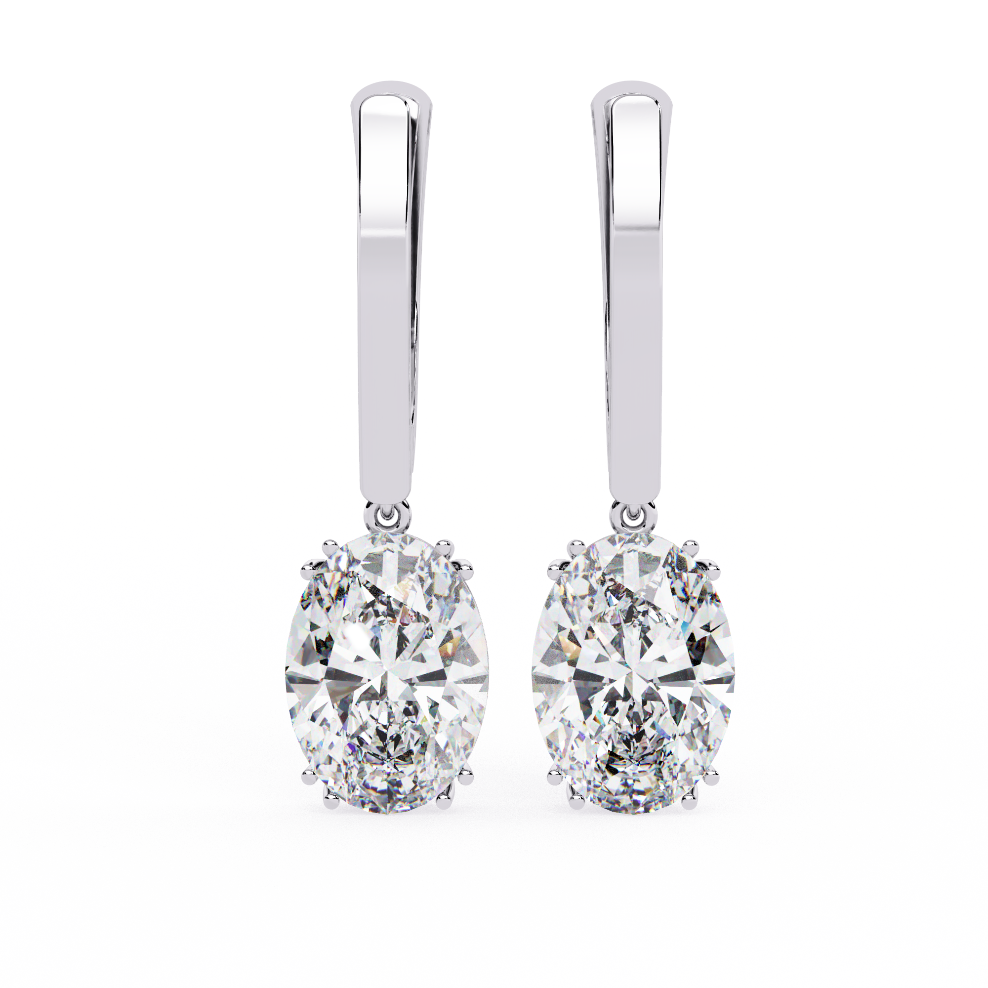 1.62ct Oval Drop Lab Grown Diamond Earrings EF VS