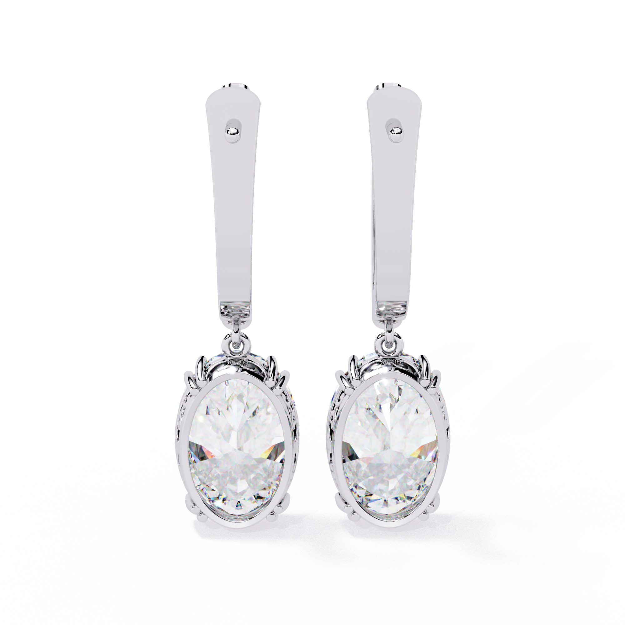 1.62ct Oval Drop Lab Grown Diamond Earrings EF VS