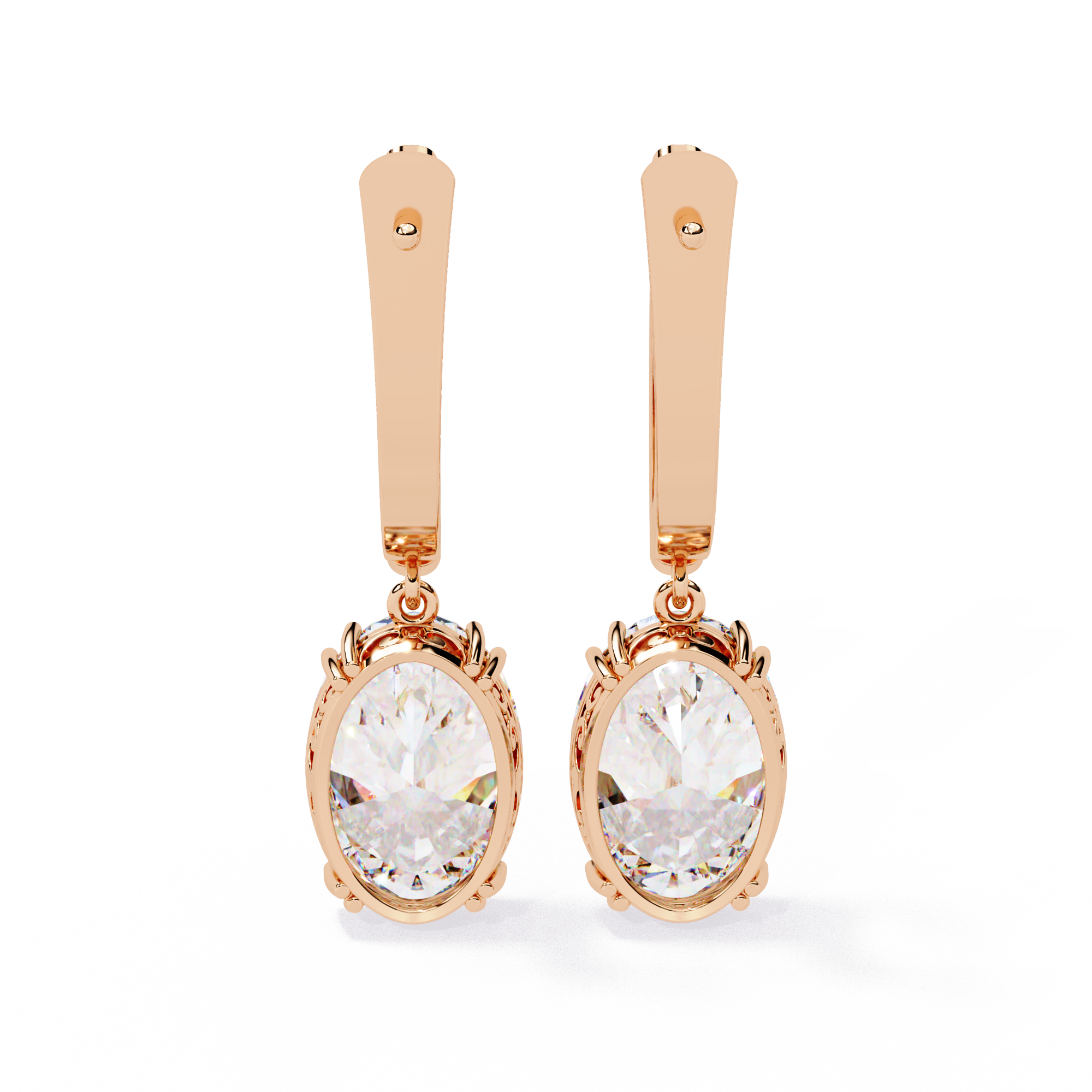 1.62ct Oval Drop Lab Grown Diamond Earrings EF VS