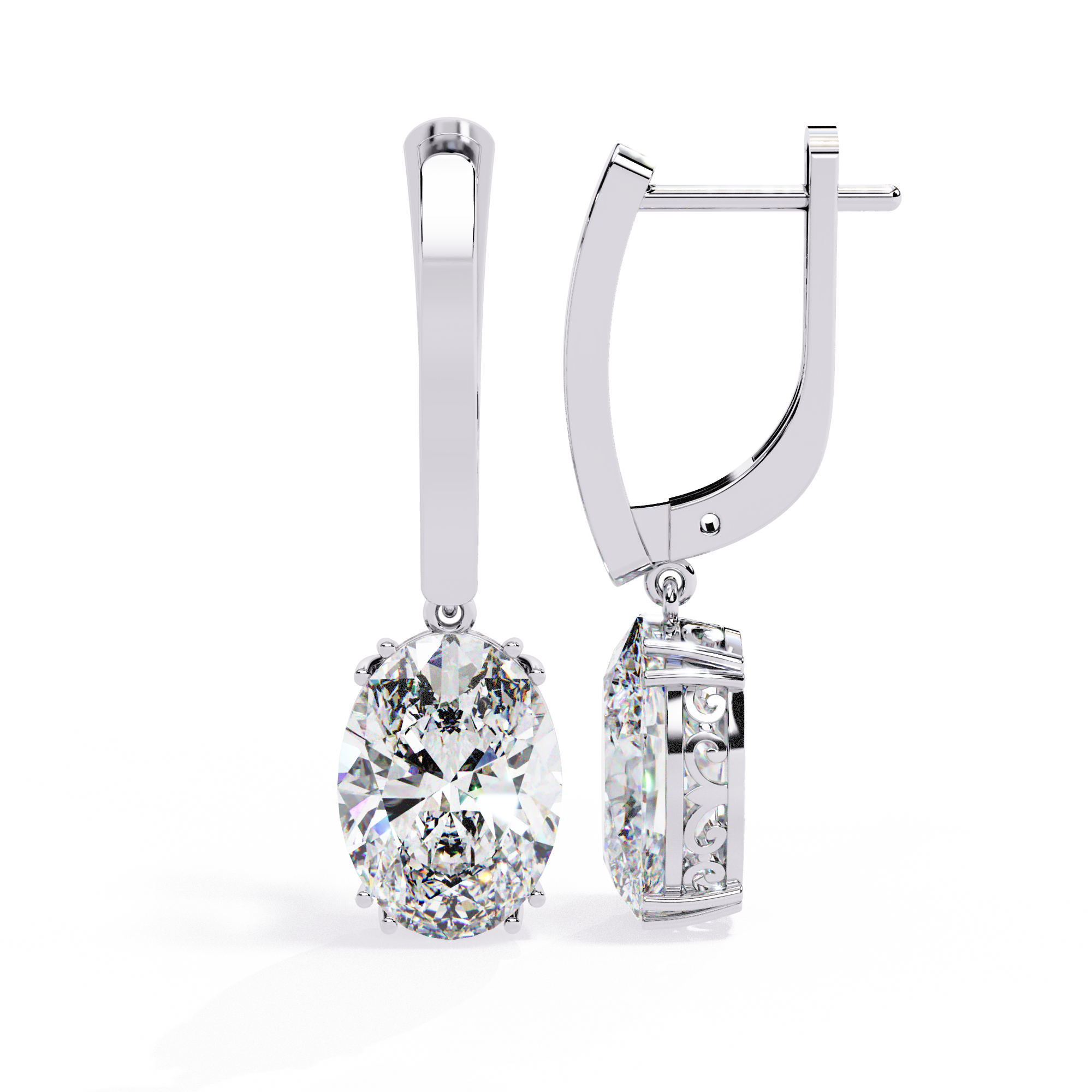 1.62ct Oval Drop Lab Grown Diamond Earrings EF VS
