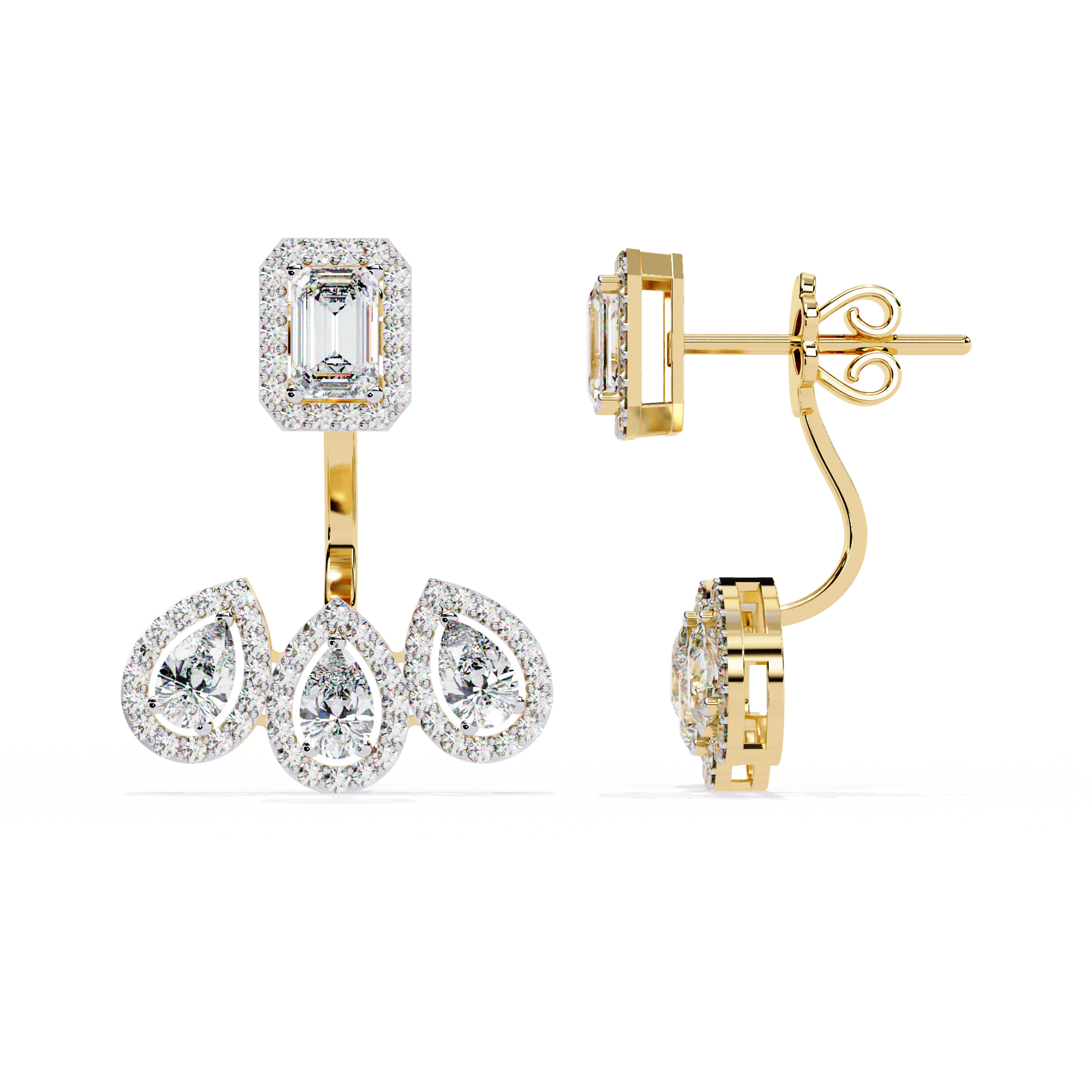 3.6ct Front-Back Lab Grown Diamond Earrings EF/VS