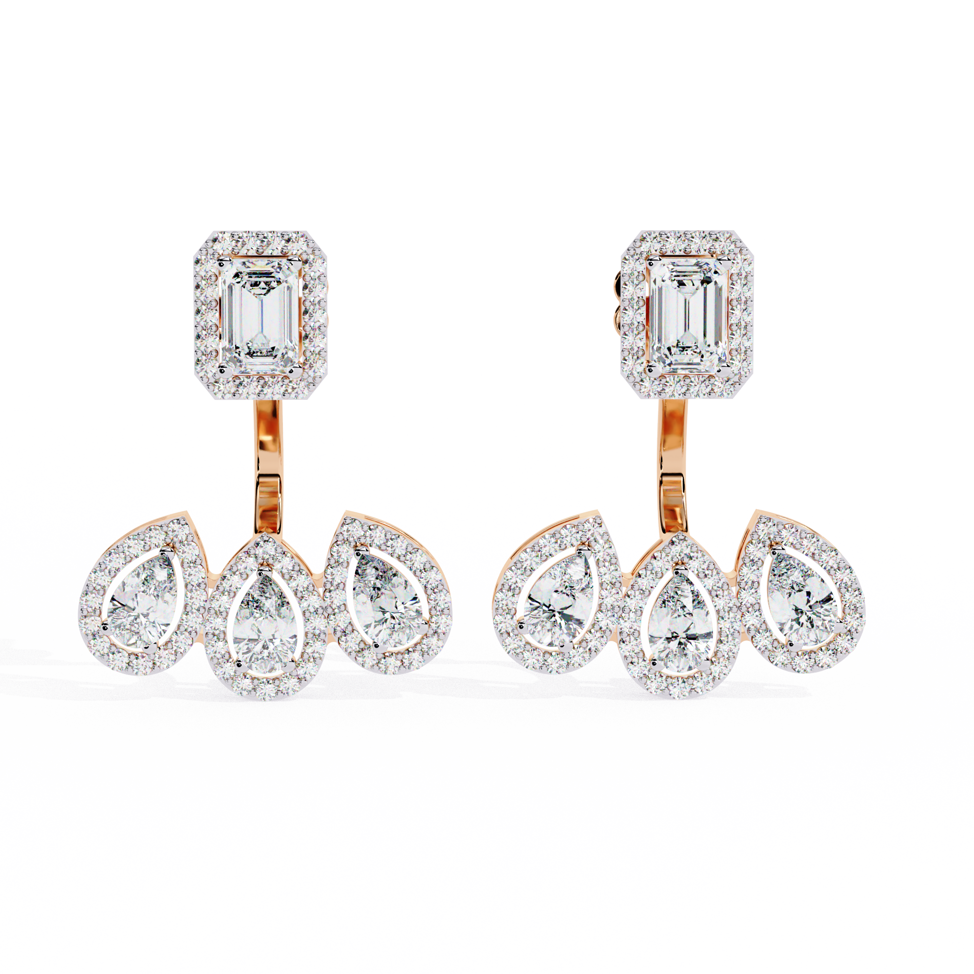 3.6ct Front-Back Lab Grown Diamond Earrings EF/VS