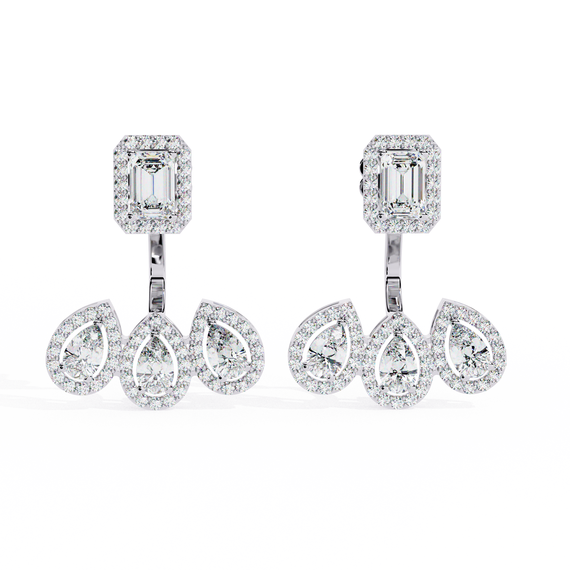3.6ct Front-Back Lab Grown Diamond Earrings EF/VS