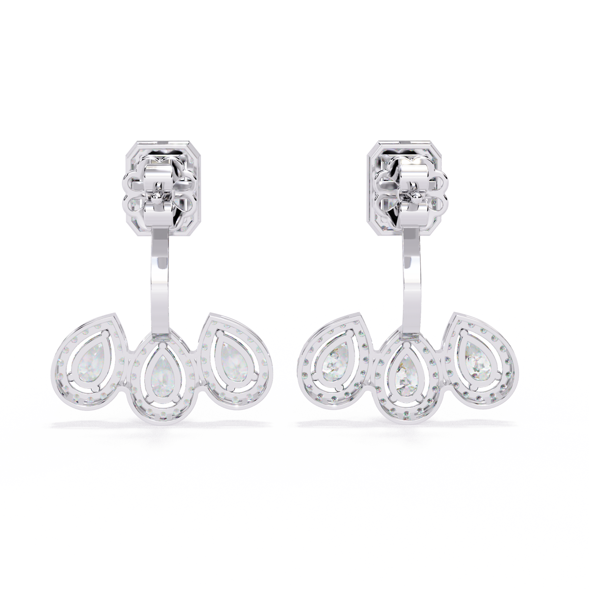 3.6ct Front-Back Lab Grown Diamond Earrings EF/VS