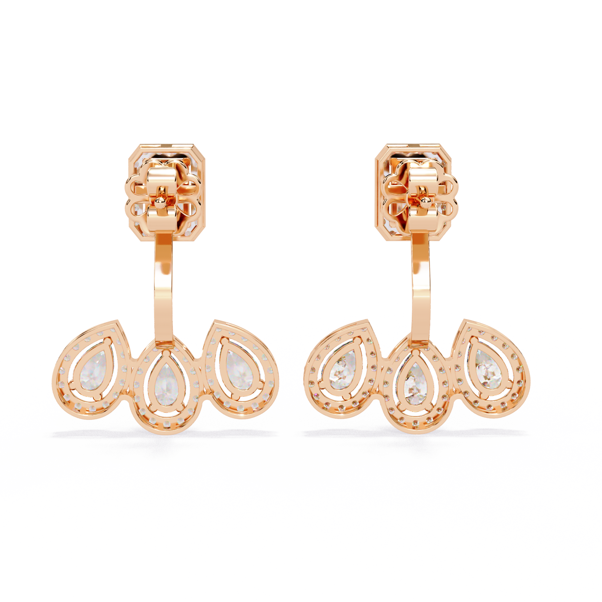 3.6ct Front-Back Lab Grown Diamond Earrings EF/VS