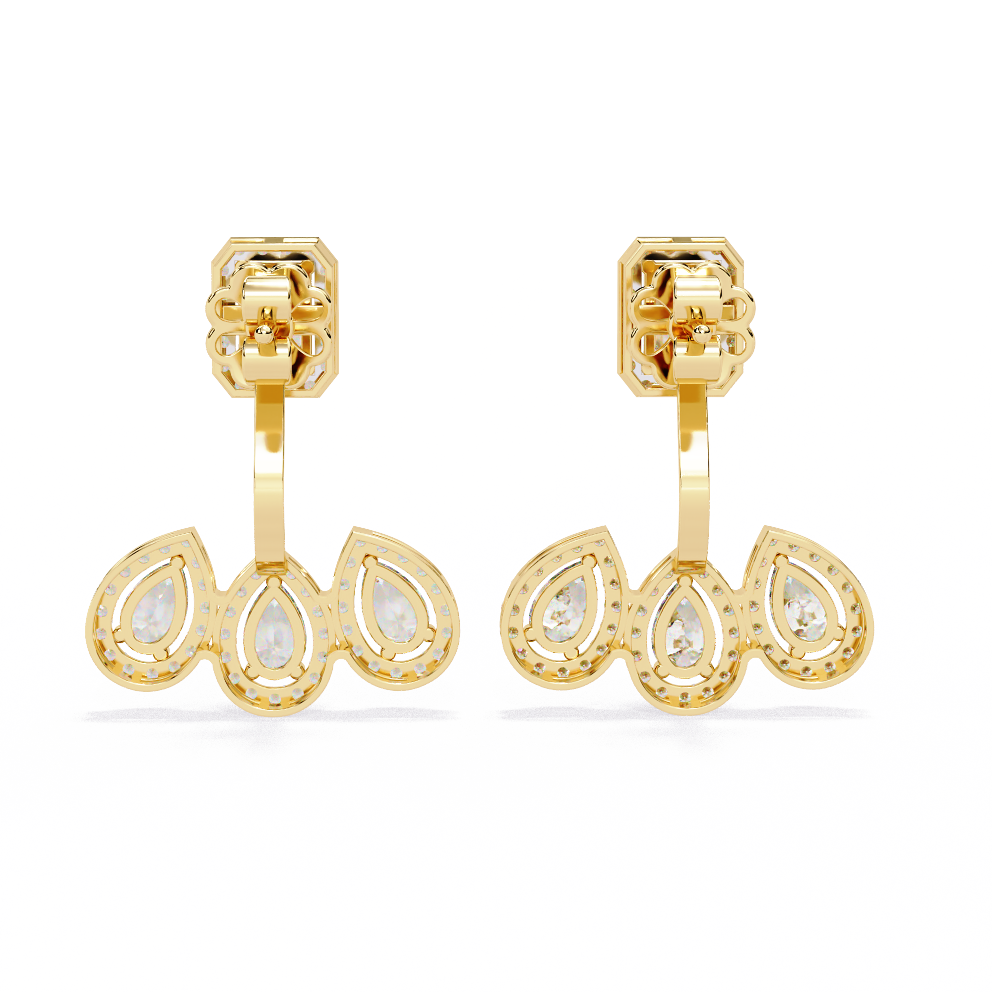 3.6ct Front-Back Lab Grown Diamond Earrings EF/VS