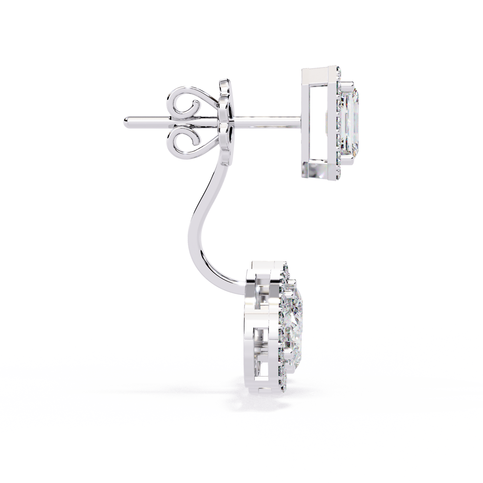 3.6ct Front-Back Lab Grown Diamond Earrings EF/VS