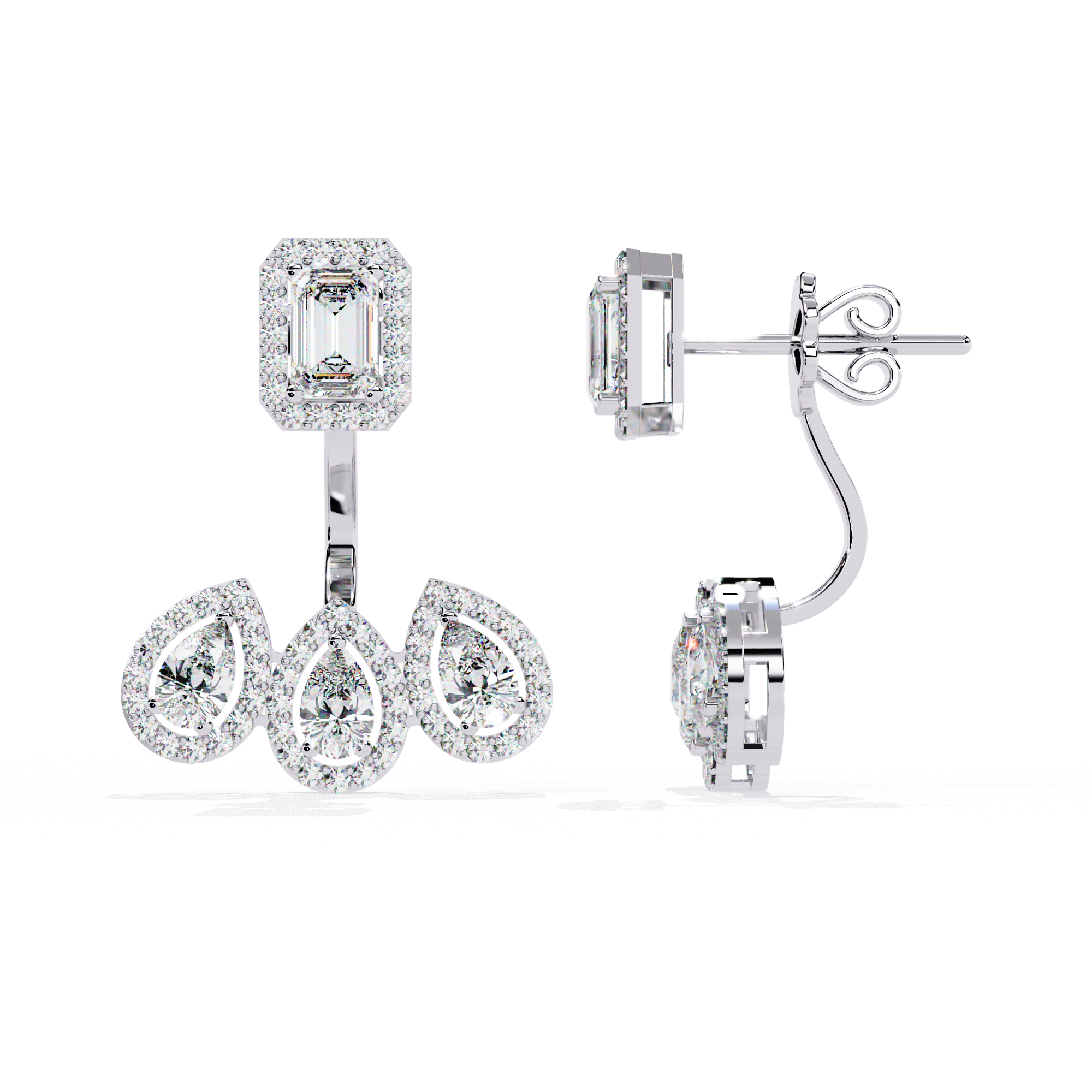 3.6ct Front-Back Lab Grown Diamond Earrings EF/VS