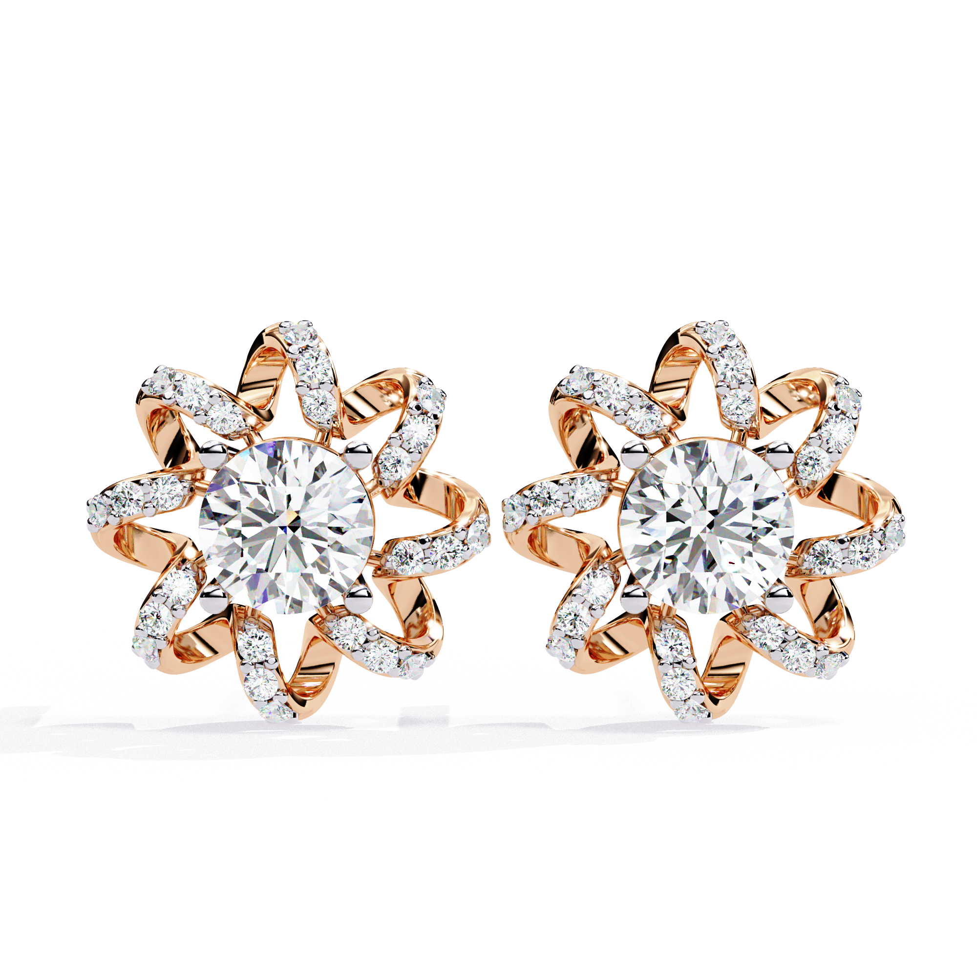 1.93ct Floral Swirl Lab Grown Diamond Earrings EF/VS