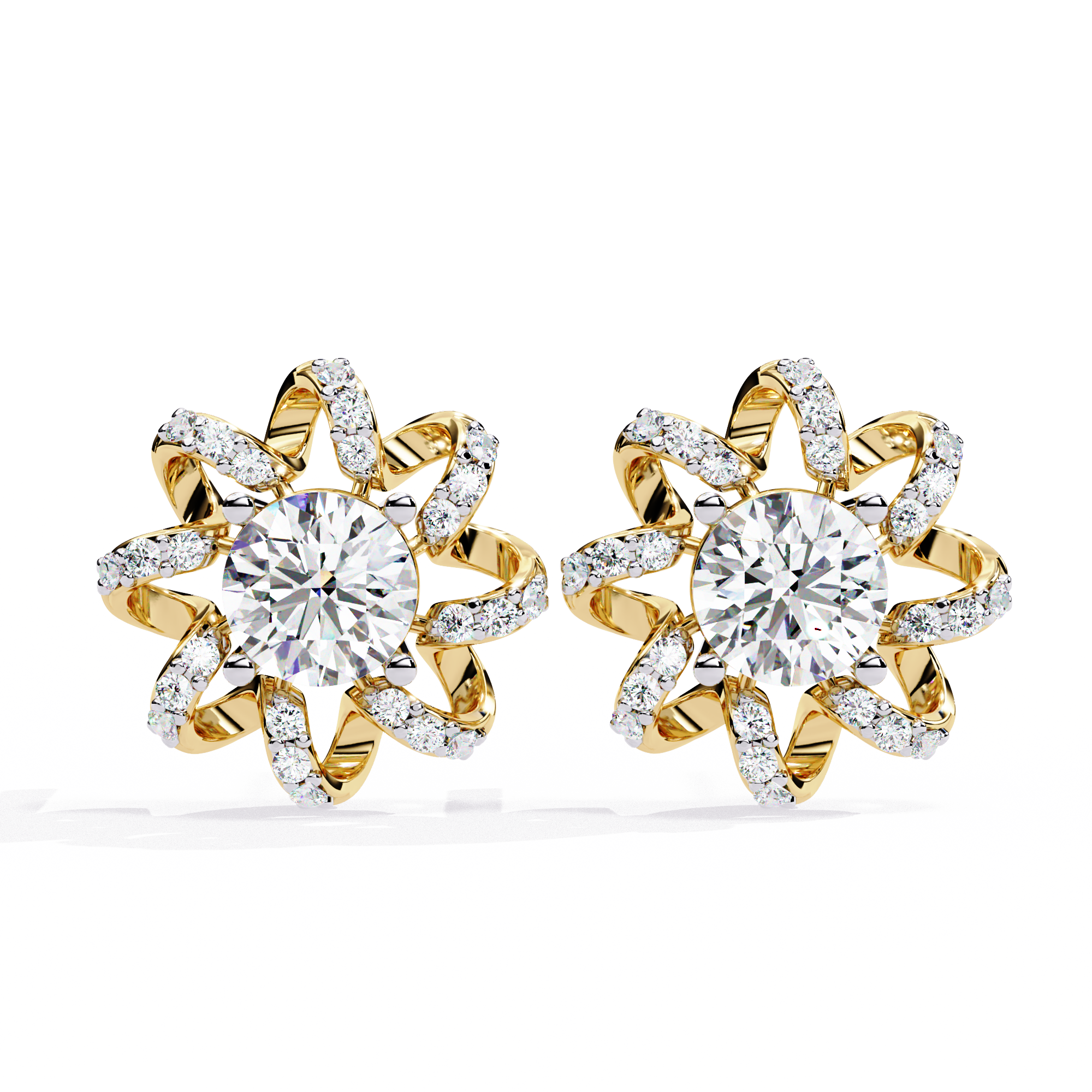 Buy Floral Swirl Natural Diamond Earrings | Solitairekart
