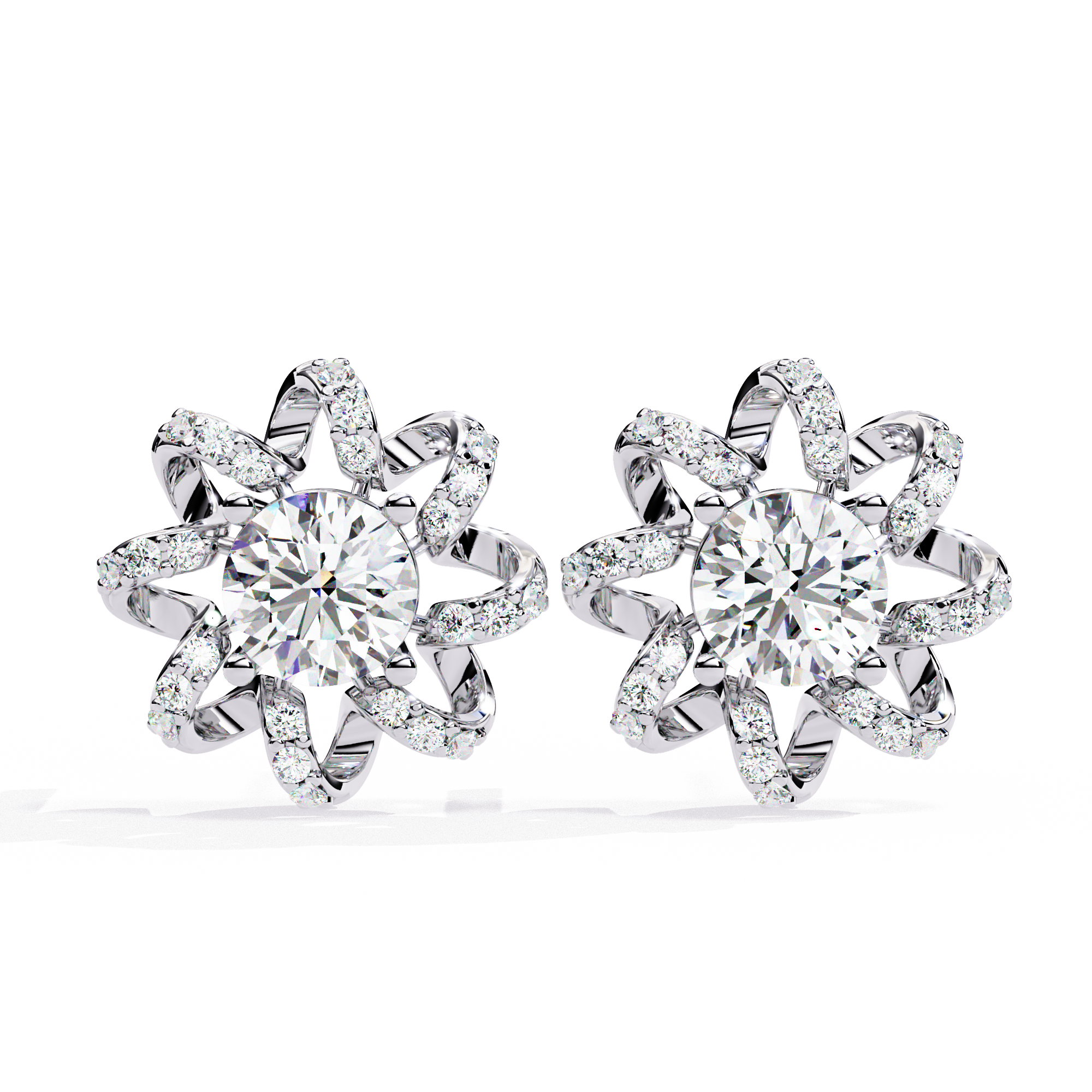 Buy Floral Swirl Natural Diamond Earrings | Solitairekart