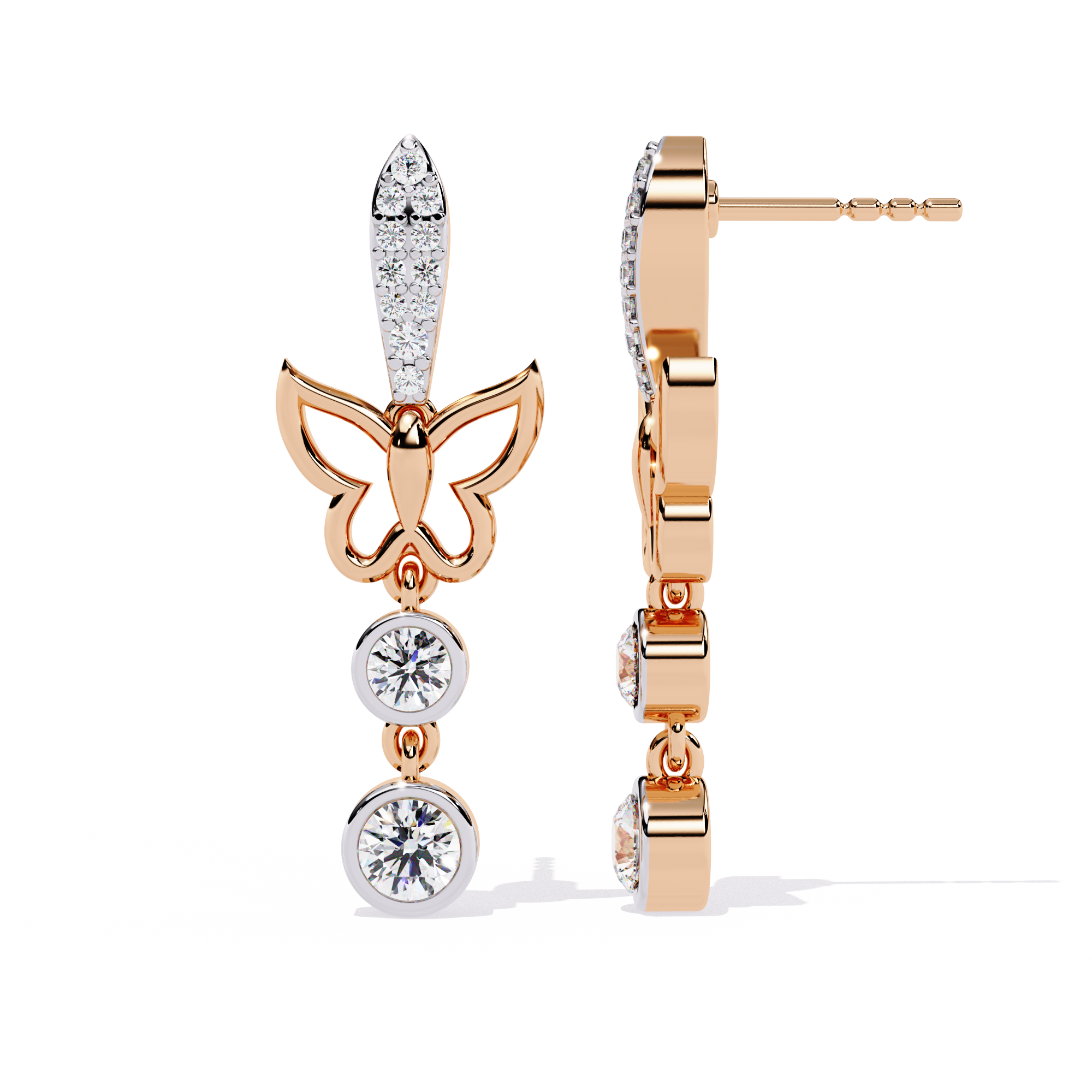 Buy Natural Diamond Butterfly Bloom Earrings | Solitairekart