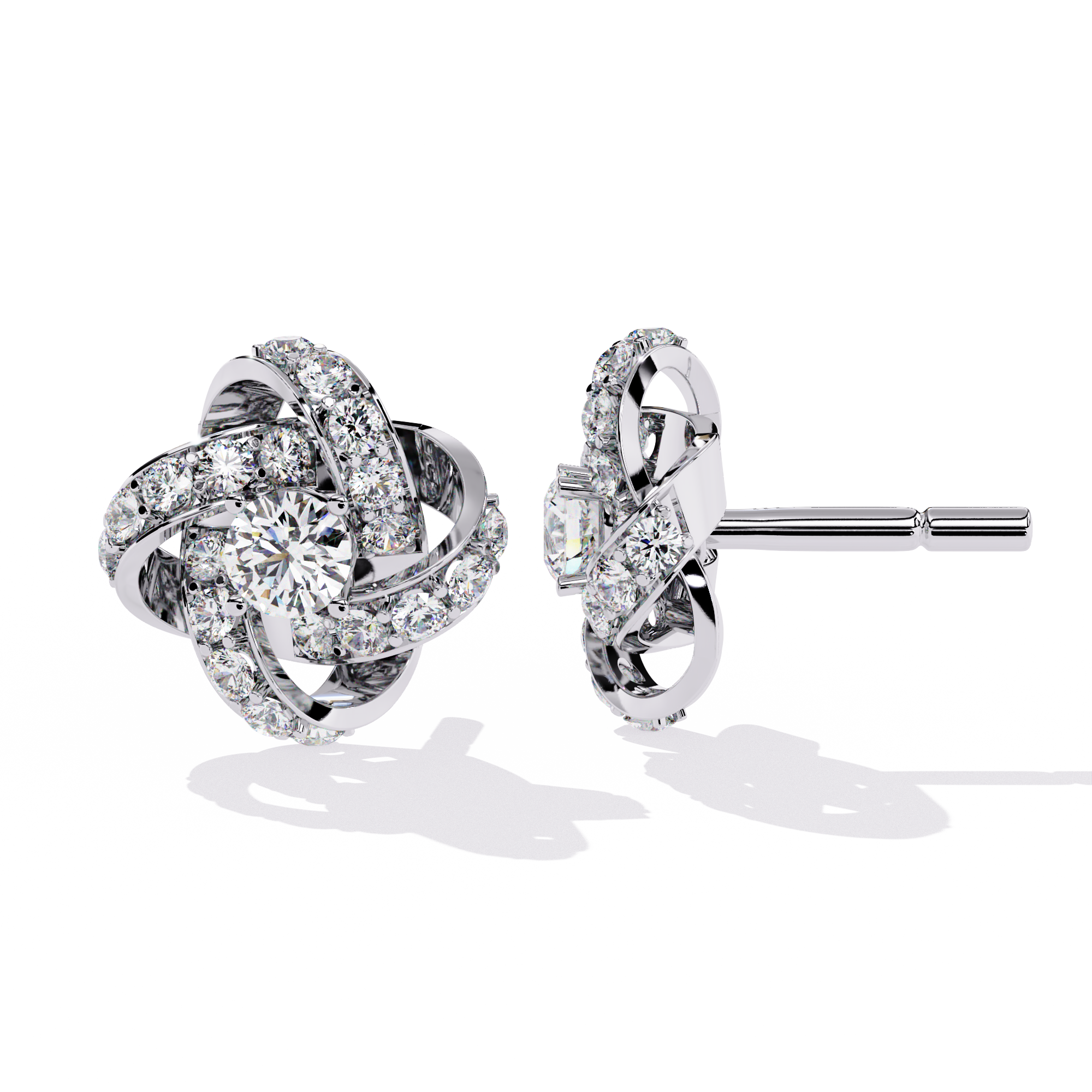 Buy 0.88ct Natural Diamond Knot Earrings | Solitairekart