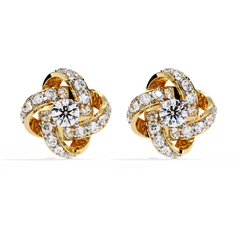 Solitairekart 0.88ct Natural Diamond Knot Earrings-HI Color, VS-SI Clarity