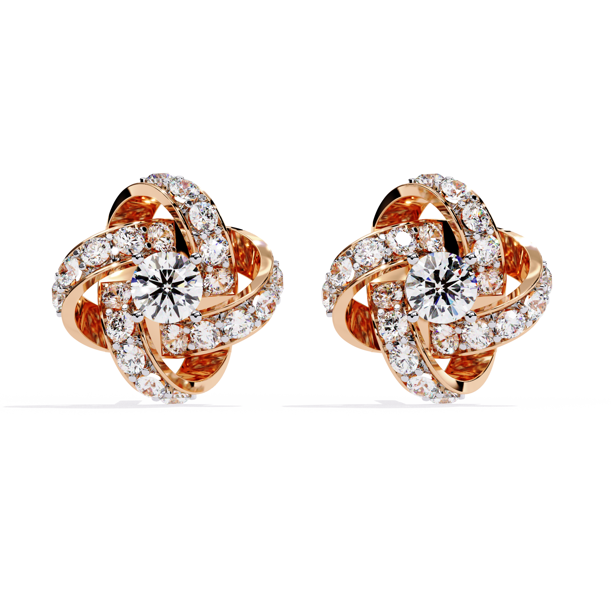 Buy 0.88ct Natural Diamond Knot Earrings | Solitairekart