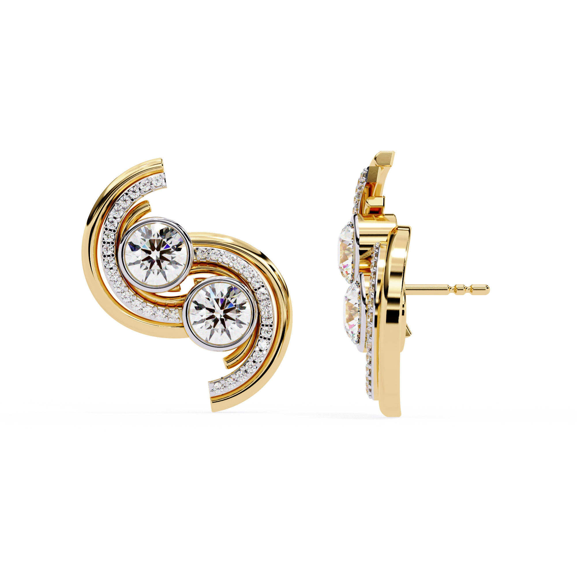 Buy Lustrous Spiral Natural Diamond Earrings |Solitairekart