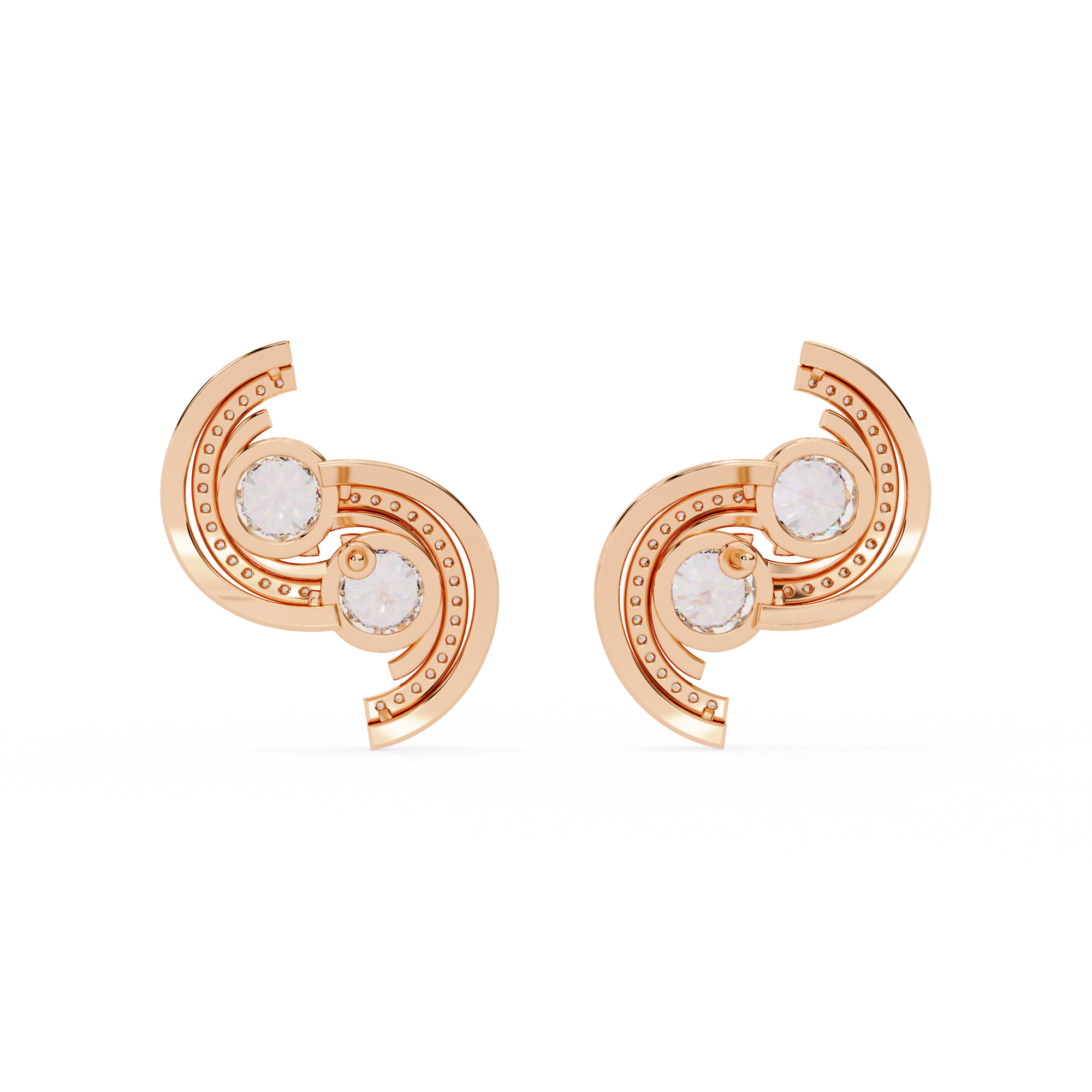 Buy Lustrous Spiral Natural Diamond Earrings |Solitairekart