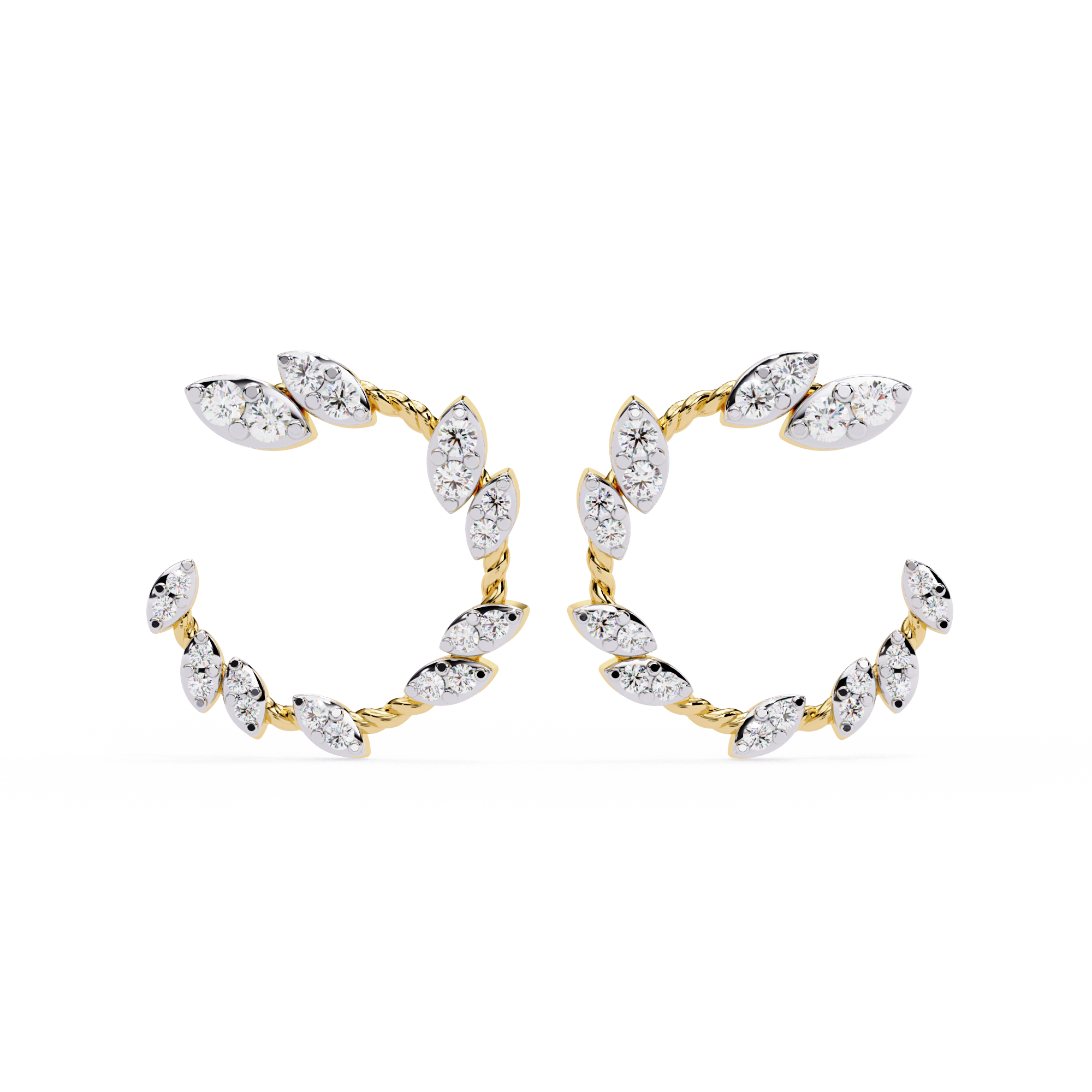 Buy Natural Diamond Leaf Hoops Earrings | Solitairekart