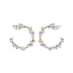 0.73ct Leaf Hoops Lab Grown Diamond Earrings – EF Color VS Clarity