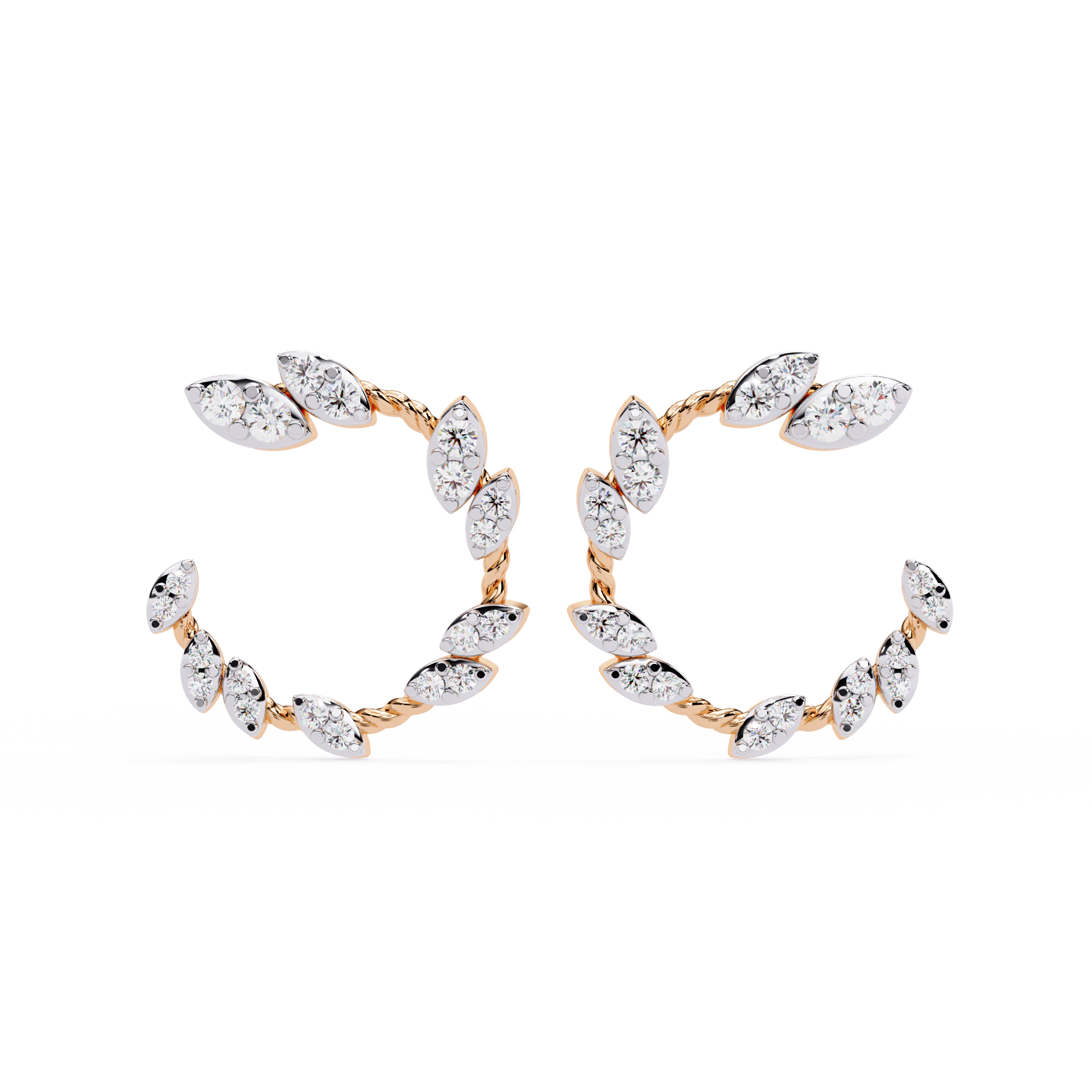 0.73ct Lab-Grown Diamond Leaf Hoops Earrings – EF Color VS Clarity