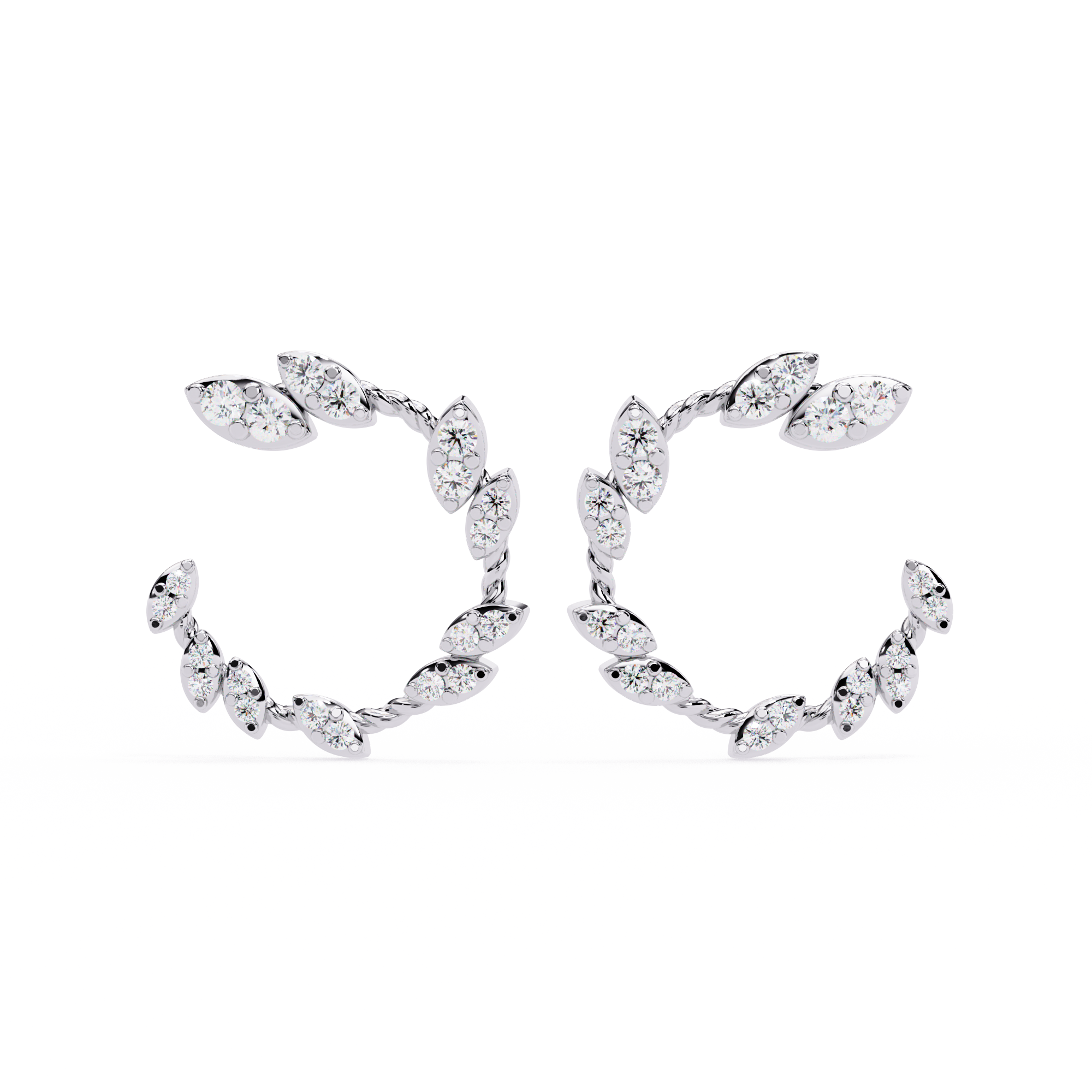 0.73ct Lab-Grown Diamond Leaf Hoops Earrings – EF Color VS Clarity