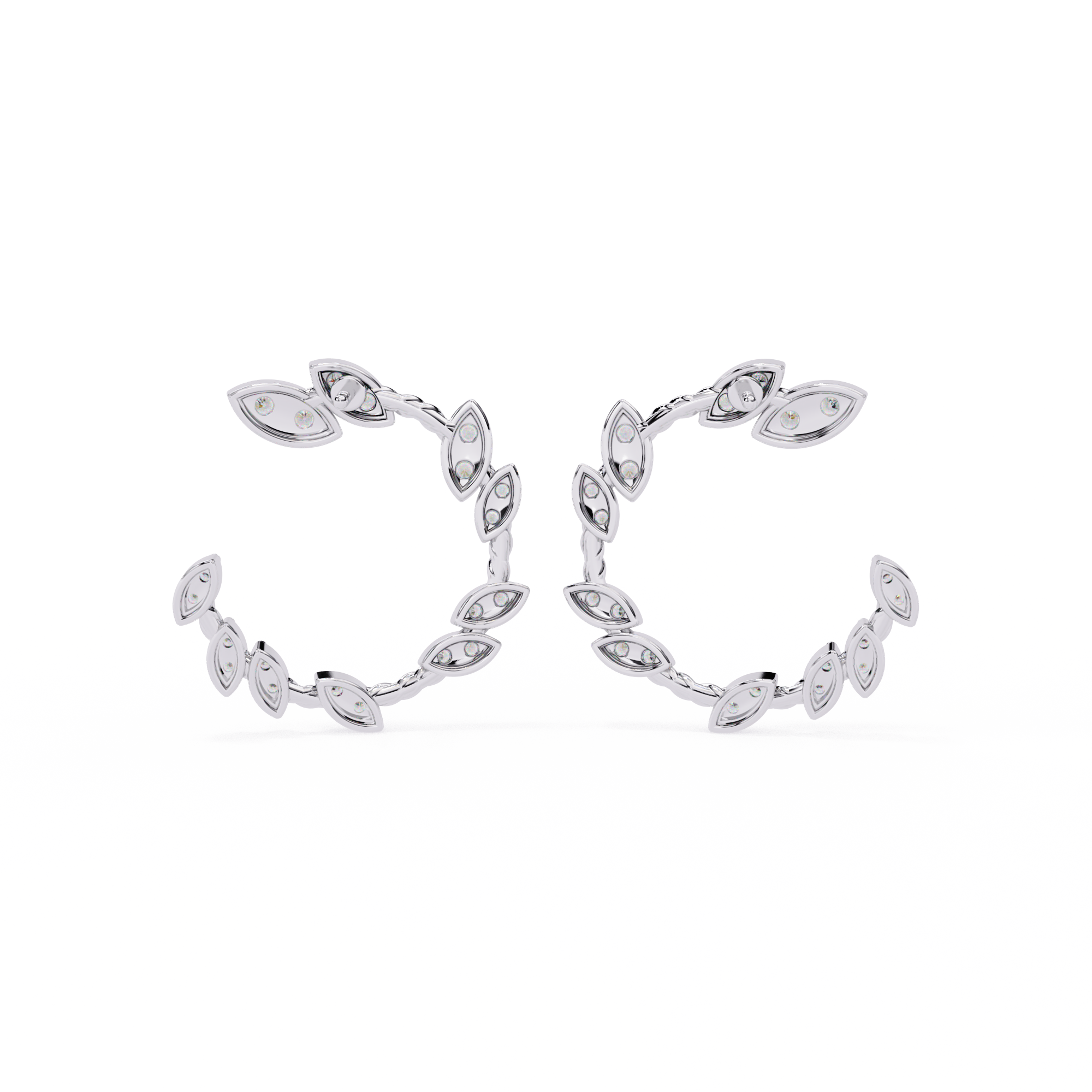 0.73ct Lab-Grown Diamond Leaf Hoops Earrings – EF Color VS Clarity