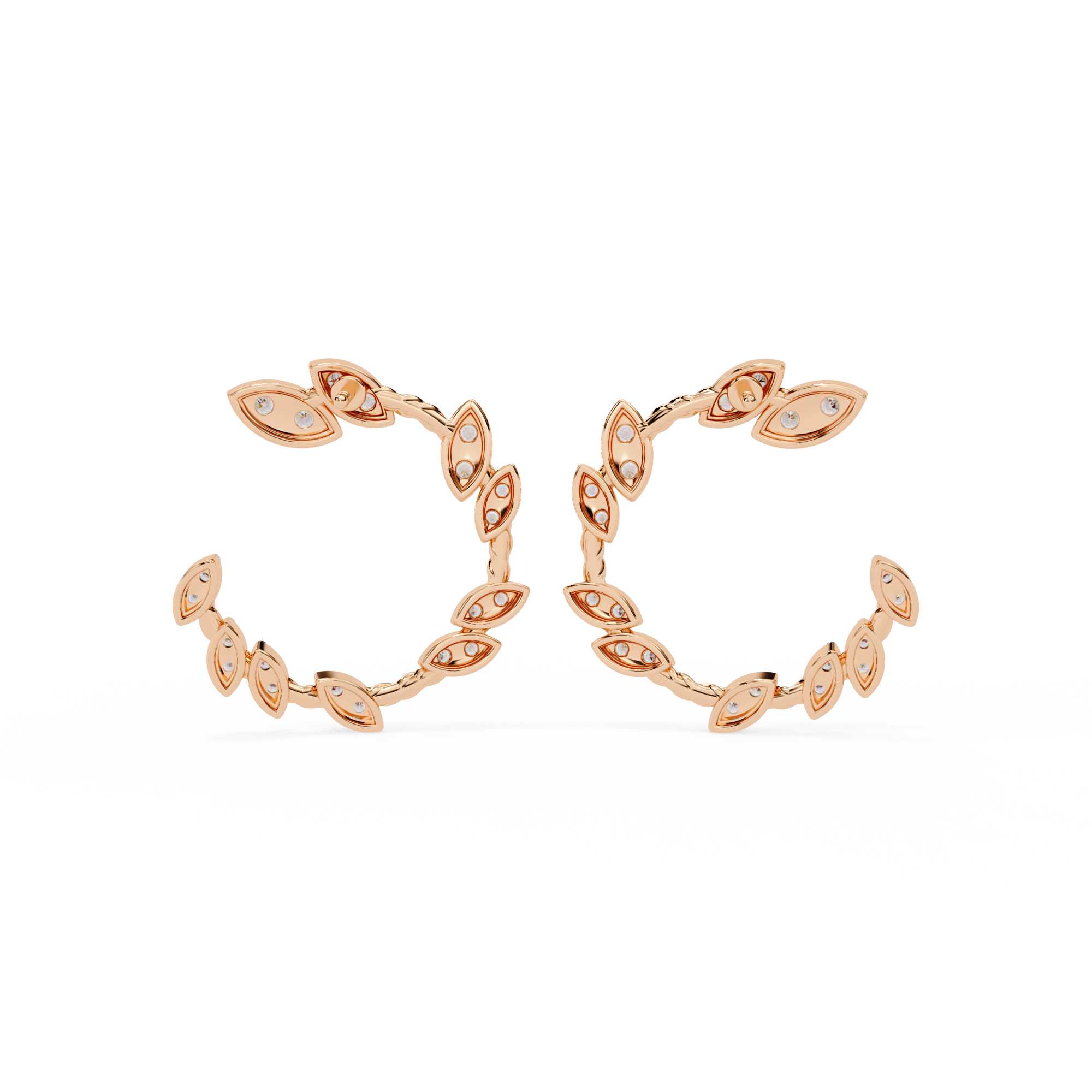 Buy Natural Diamond Leaf Hoops Earrings | Solitairekart