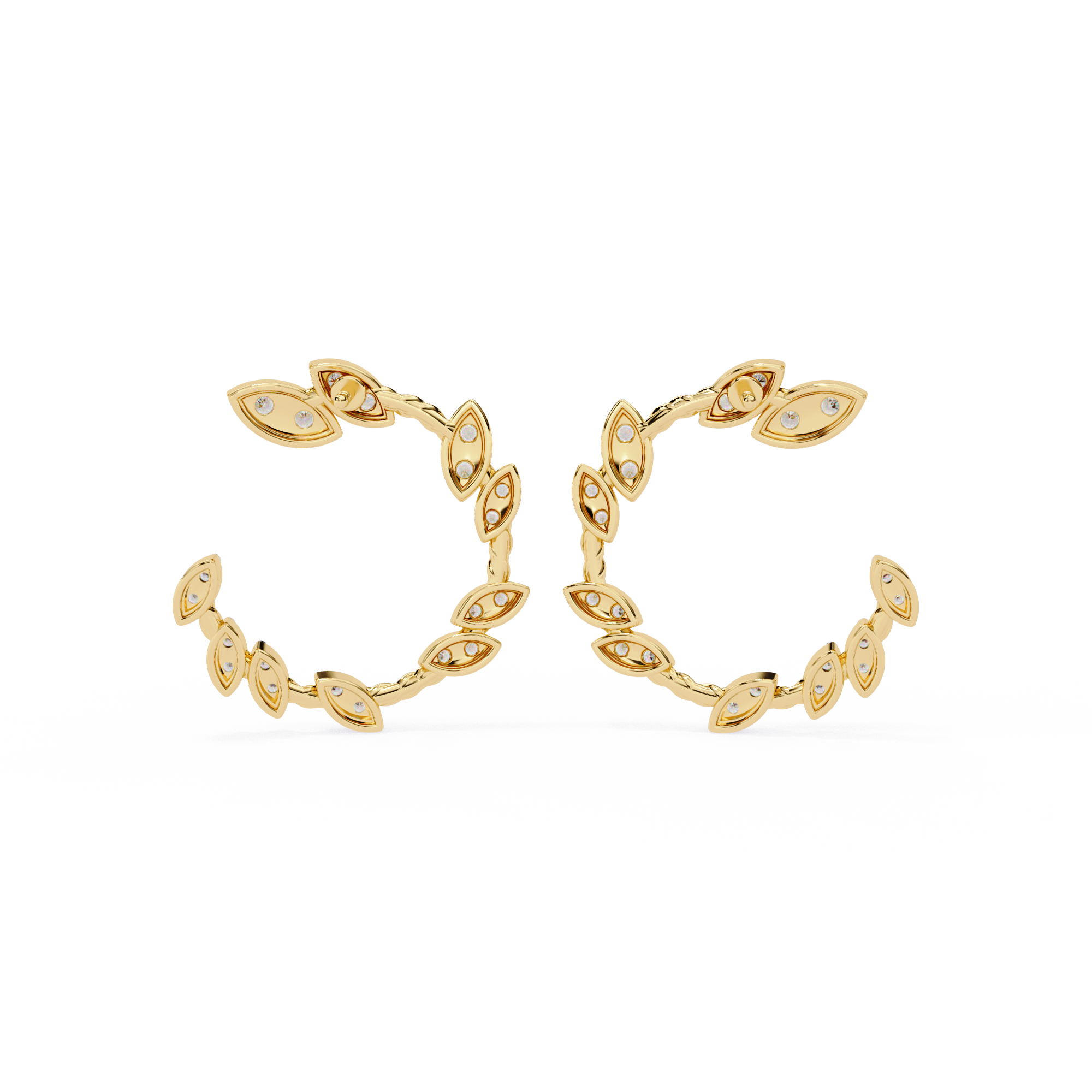 0.73ct Lab-Grown Diamond Leaf Hoops Earrings – EF Color VS Clarity