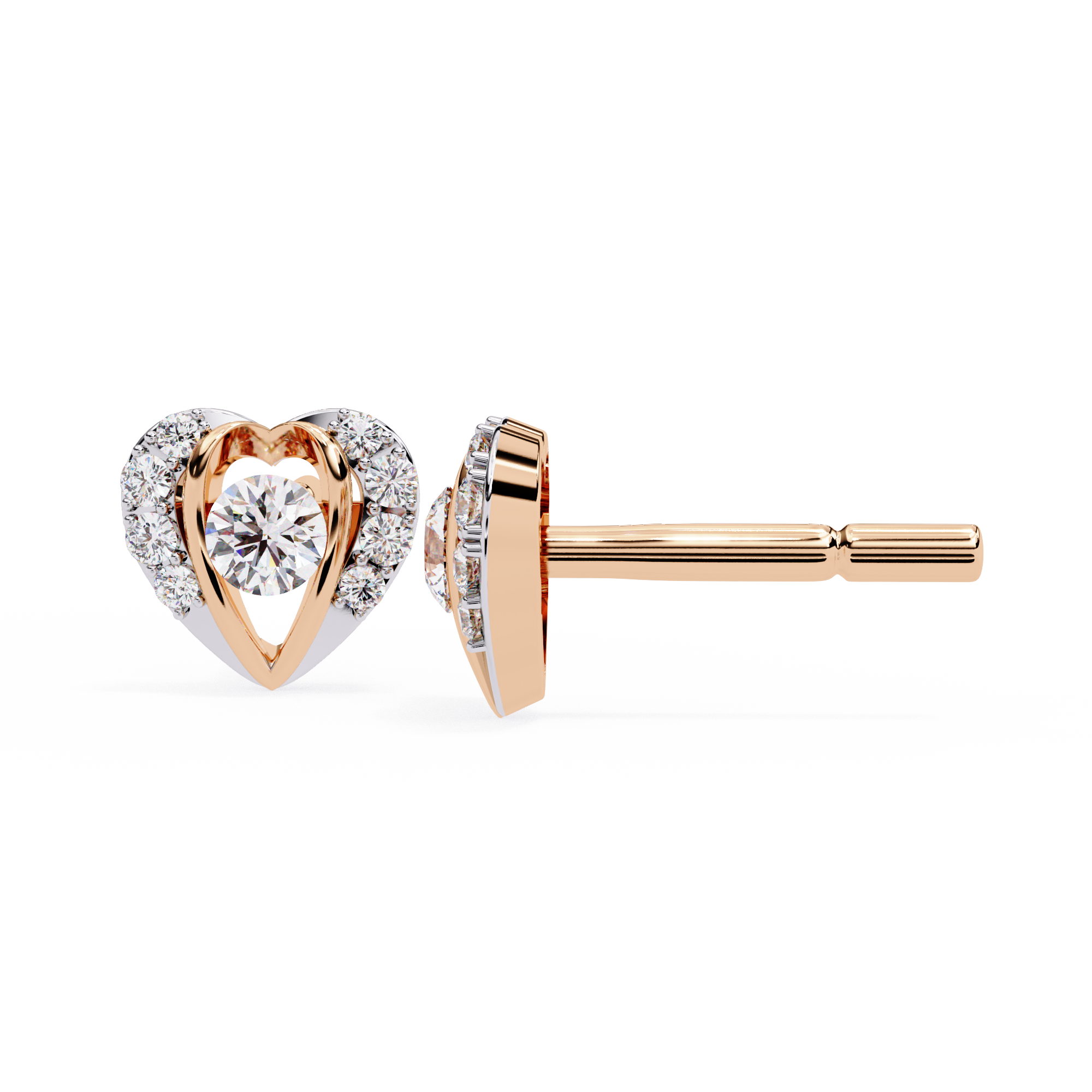 0.74ct Natural Diamond Heart Earrings