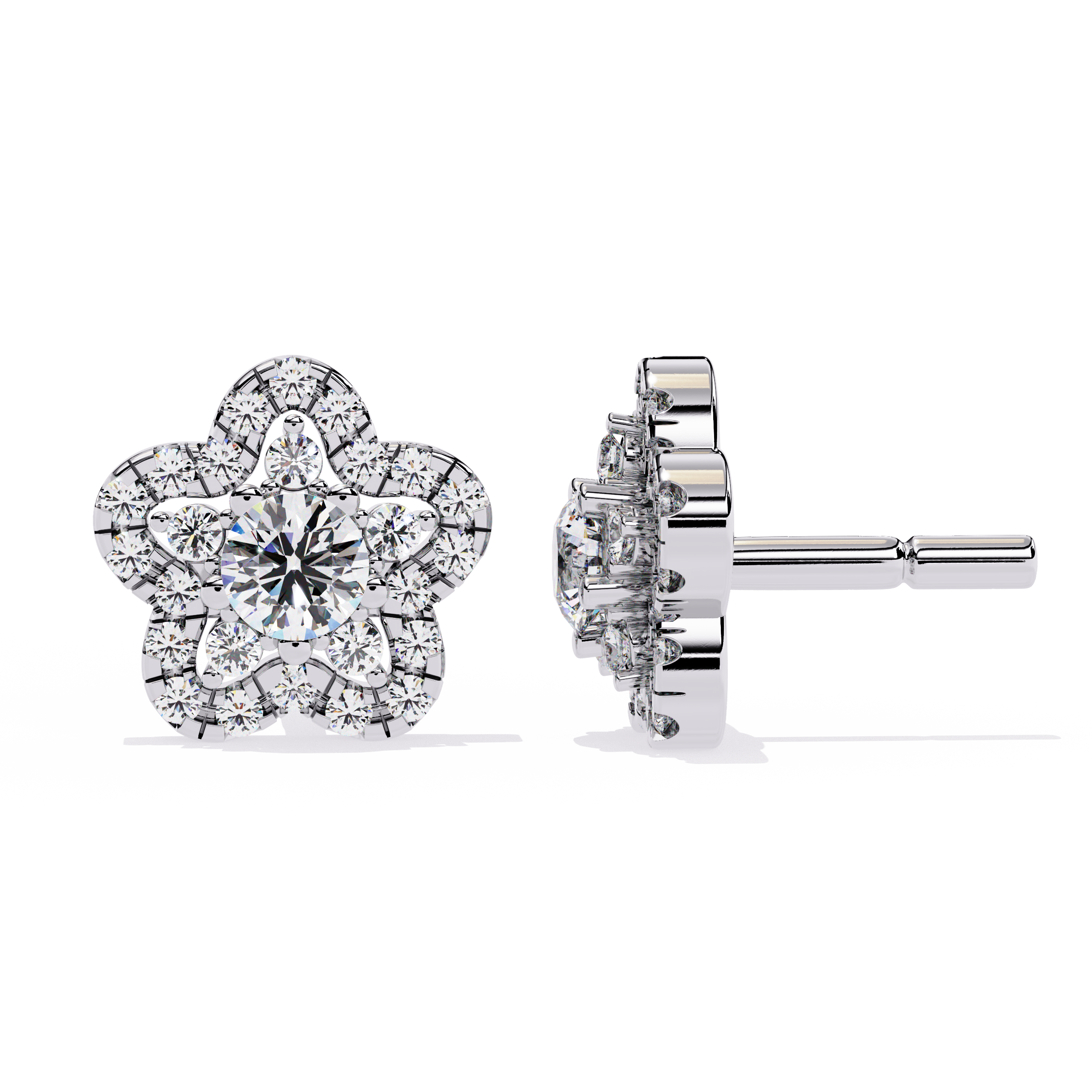 0.87ct Natural Diamond Floral Earrings | Solitairekart