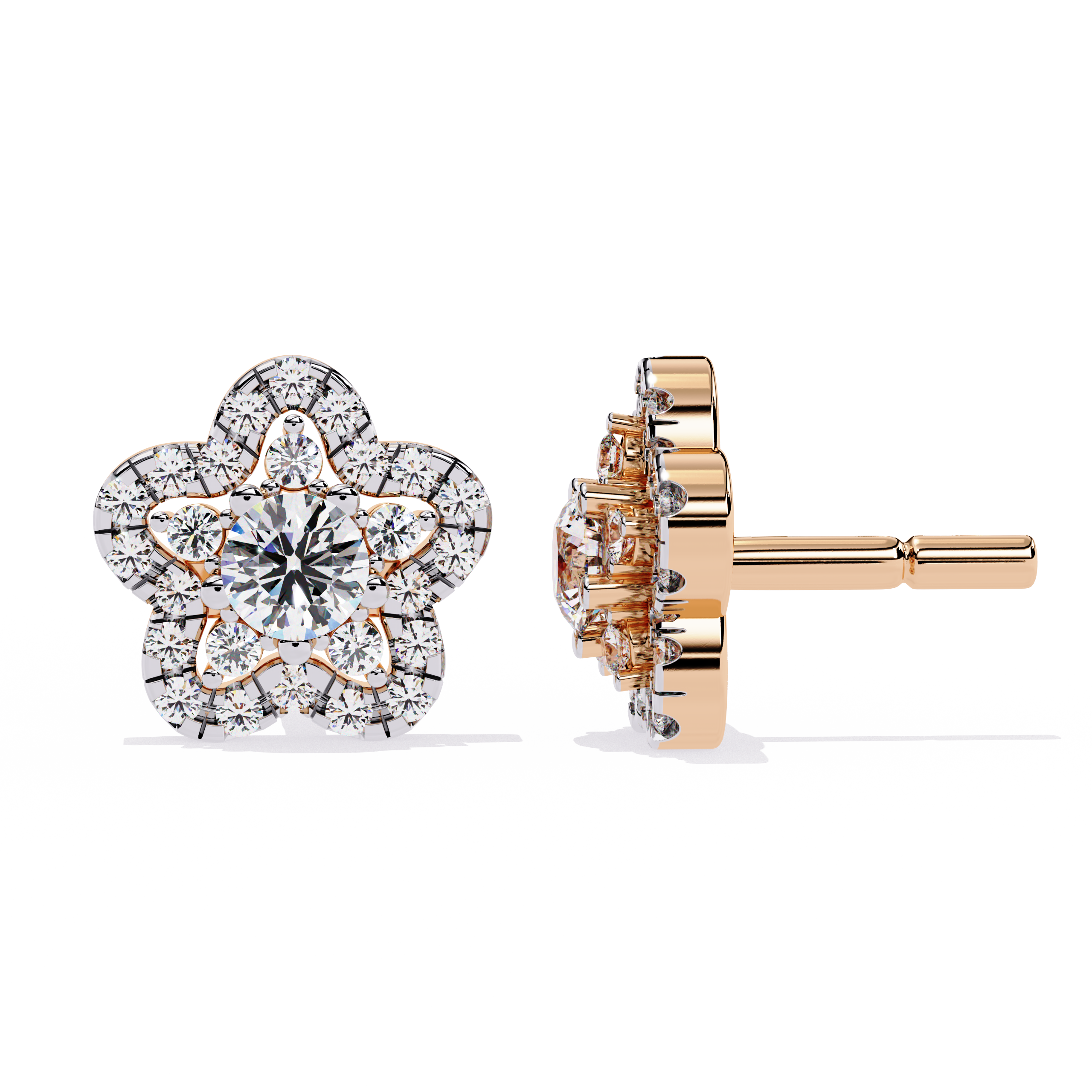 0.87ct Natural Diamond Floral Earrings | Solitairekart
