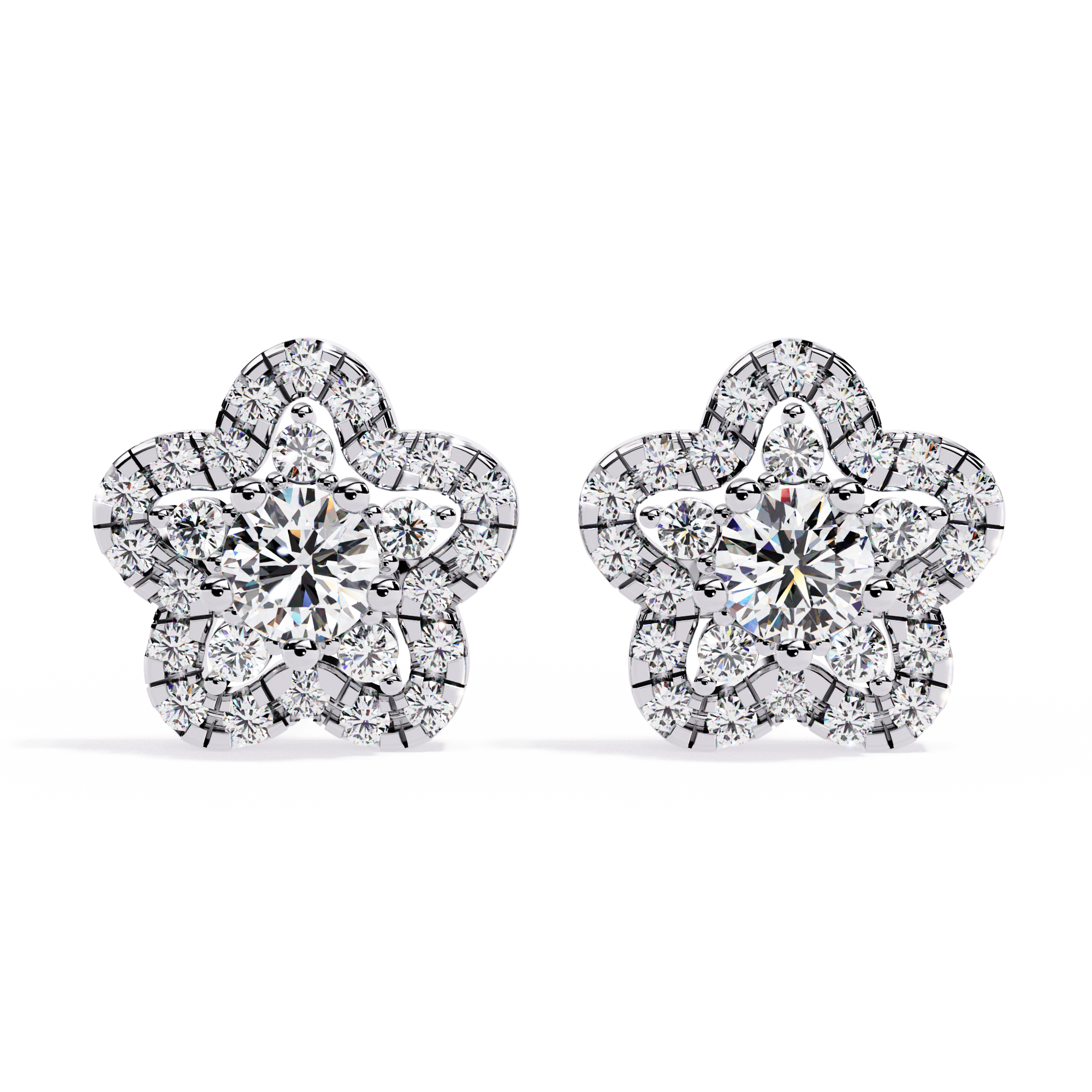 0.87ct Natural Diamond Floral Earrings | Solitairekart