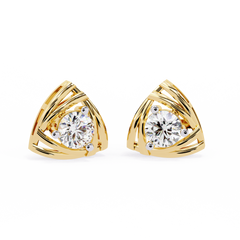 0.64ct Lab Grown Diamond Golden Trillium Stud Earrings