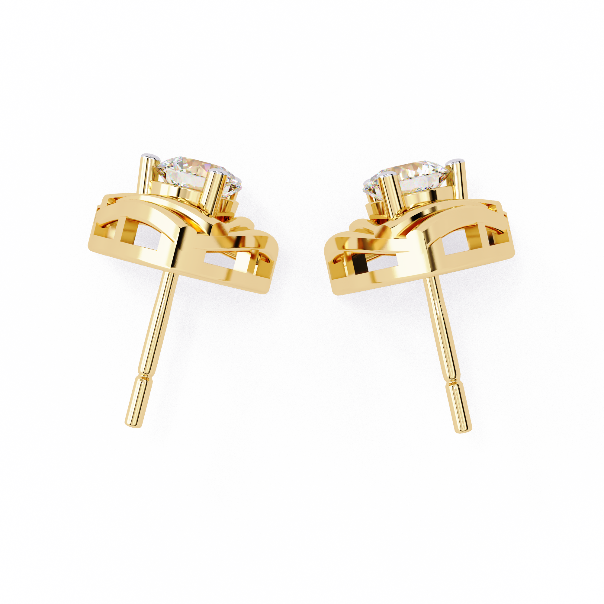 Golden Trillium Natural Diamond Studs | 0.64ct