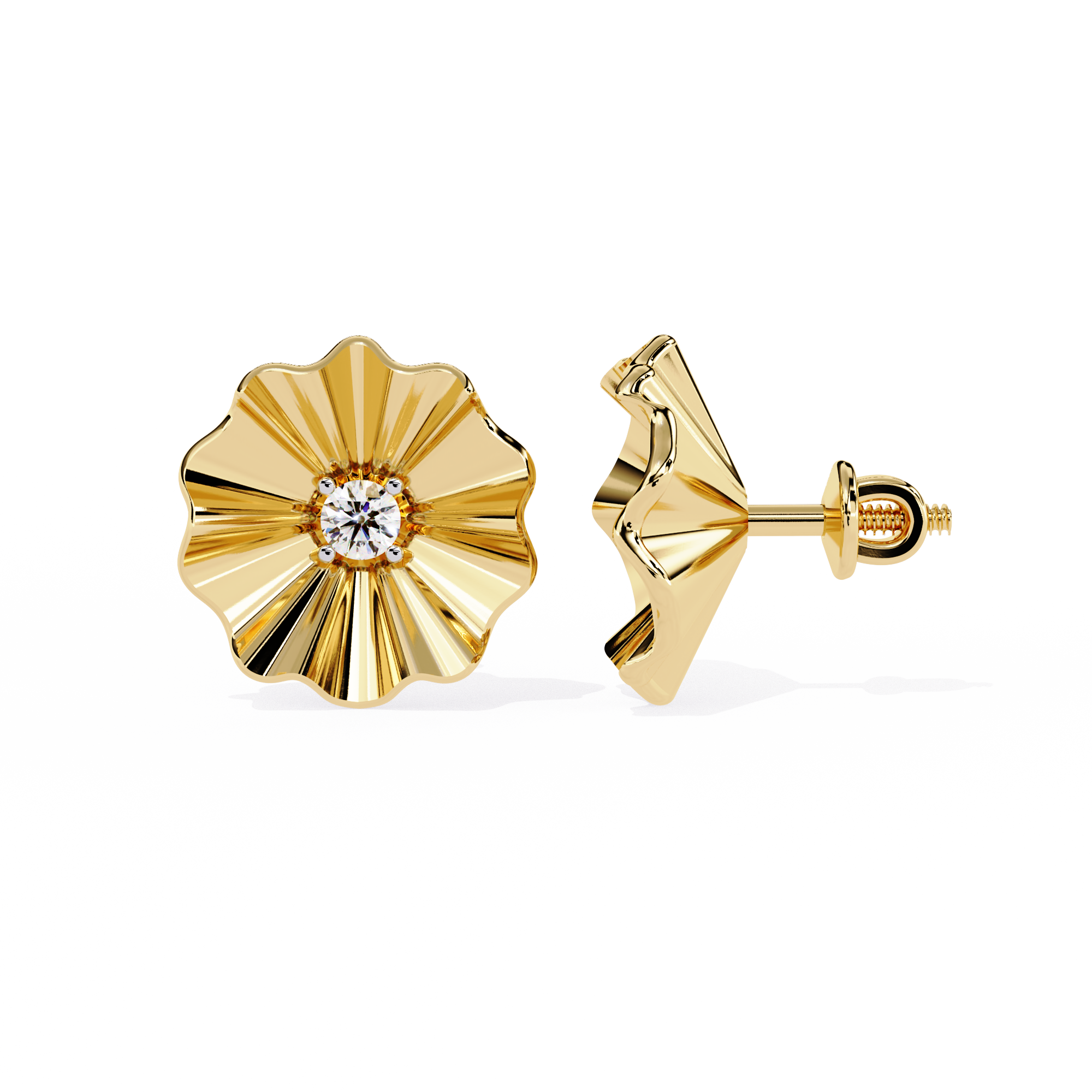 Golden Bloom Natural Diamond Earrings – 0.06ct